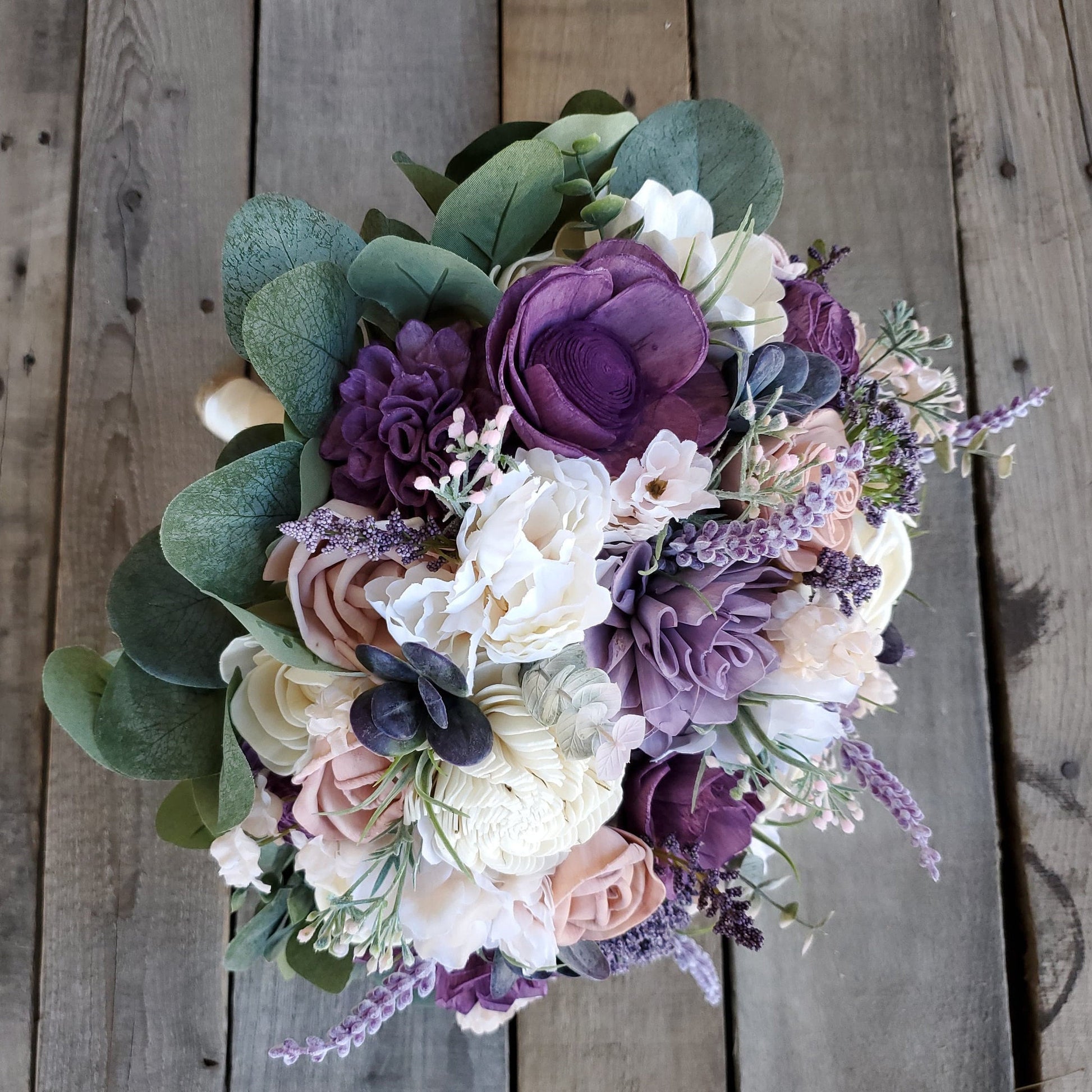 Wood Flower Bouquet, Purple Bridal Bouquet, Lavender Wedding Bouquets, Purple Wooden Flower Bouquet, Lavender Wood Wedding Flowers