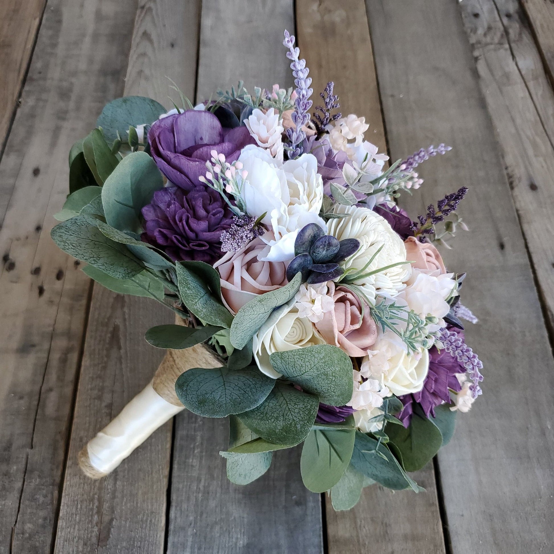 Wood Flower Bouquet, Purple Bridal Bouquet, Lavender Wedding Bouquets, Purple Wooden Flower Bouquet, Lavender Wood Wedding Flowers