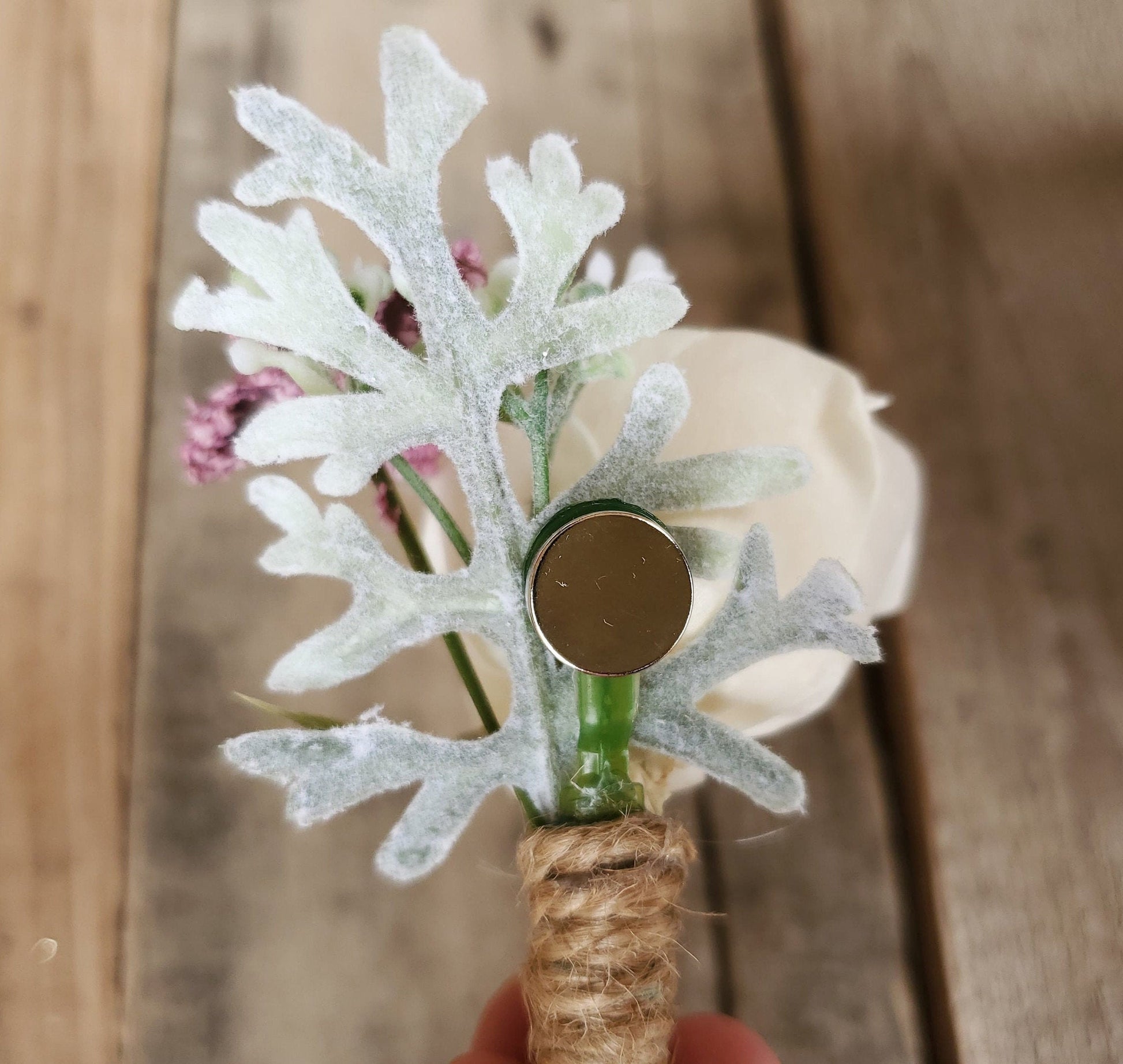 Corsage and Boutonniere Set with Wood Flowers, Wedding Flowers, Bridal Wrist Corsage, Wooden Corsage Set