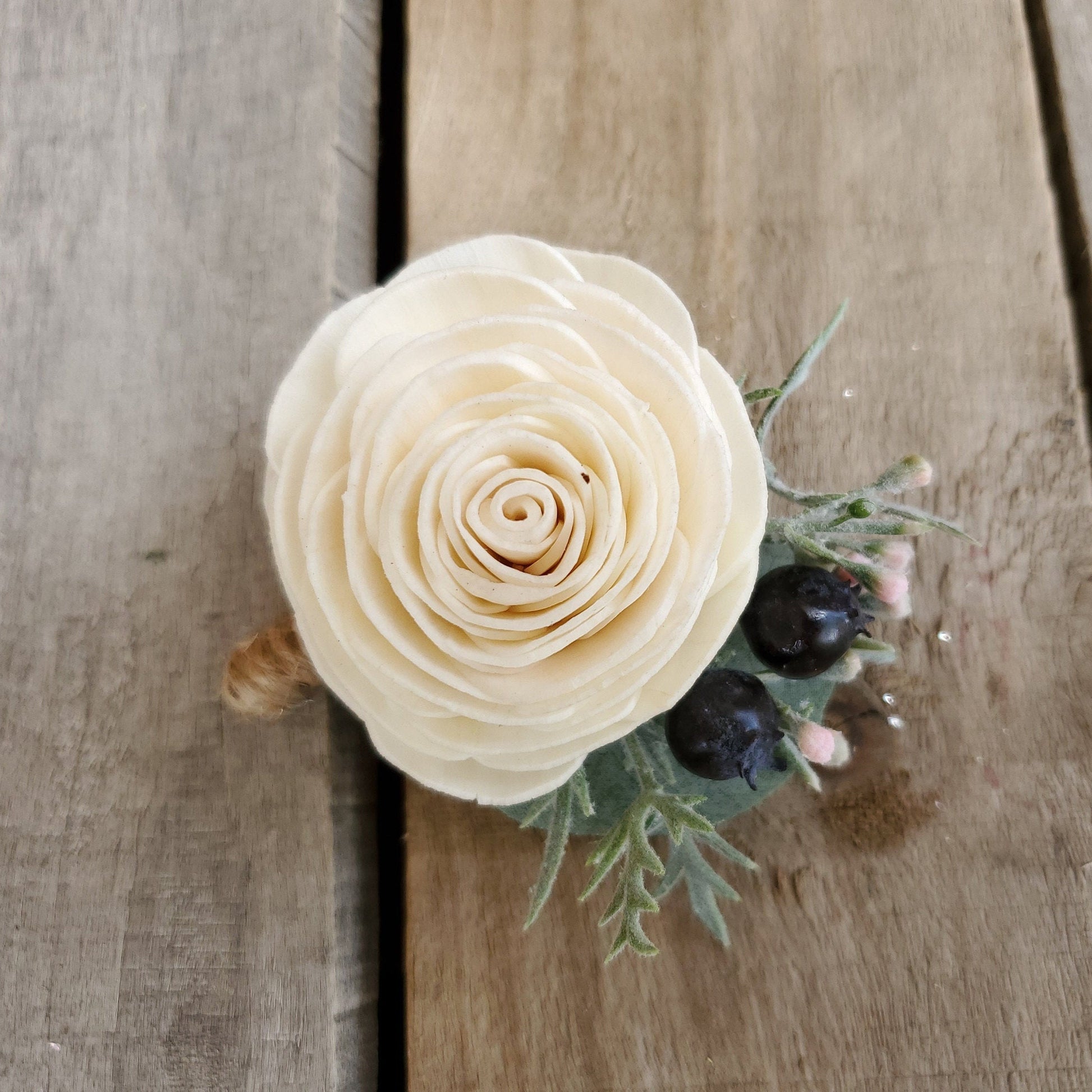 Groom Boutonniere, Wood Wedding Flower Boutonnieres, Sola Wood Flowers Eucalyptus