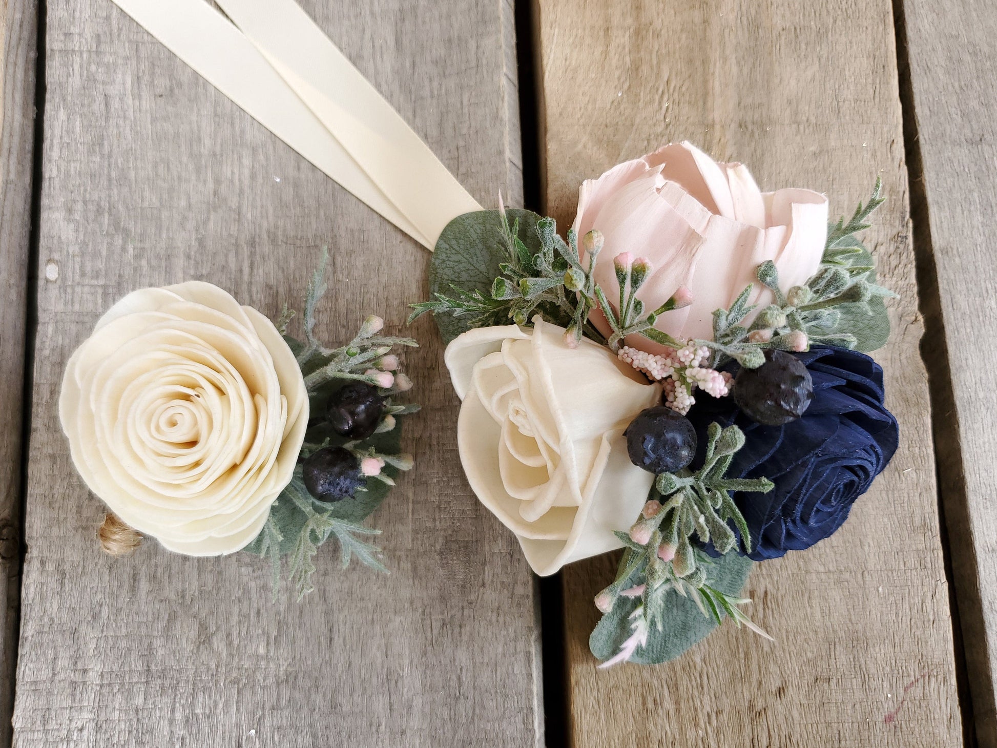 Groom Boutonniere, Wood Wedding Flower Boutonnieres, Sola Wood Flowers Eucalyptus