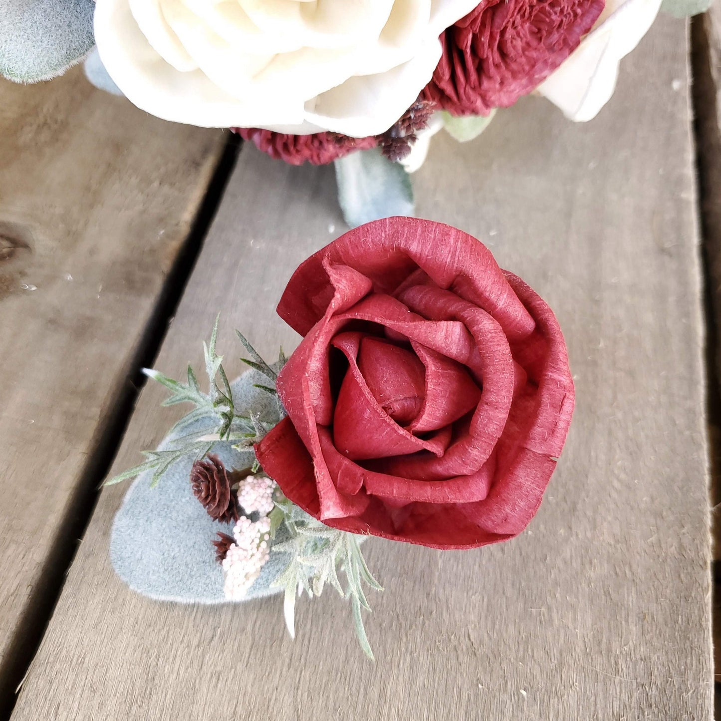 Wood Flower Boutonniere, Wooden Groom Boutonniere, Wood Boutonniere, Groomsmen Flowers, Wedding Flowers for Groom