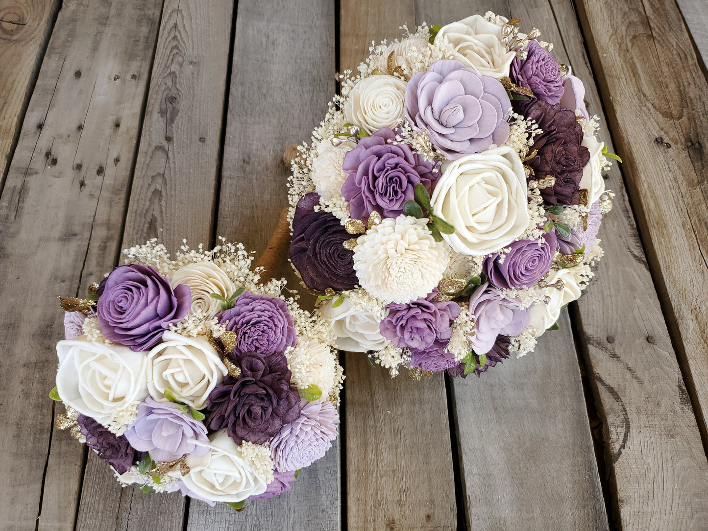 Wood Flower Bouquet, Lavender Bridal Bouquet, Wooden Flower Bouquet, Plum Wedding Bouquets, Wood Wedding Flowers, Bridesmaid Bouquet