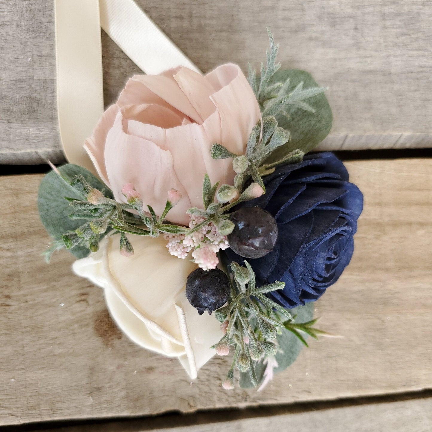 Wood Flower Wrist Corsage, Wedding Wrist Corsage, Prom Corsage, Wooden Wedding Flowers, Sola Wood Flowers Bridal Corsage,