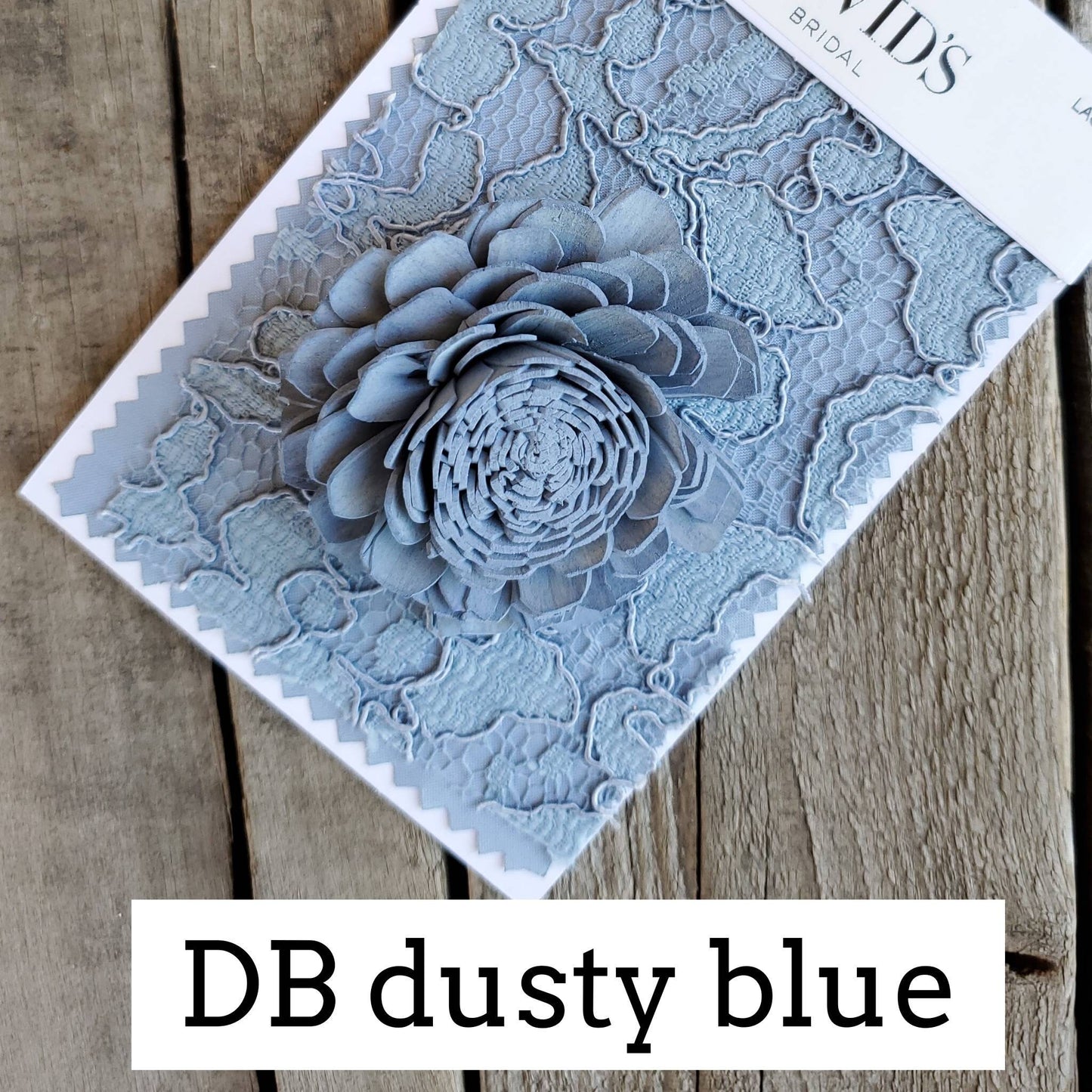 Dusty Blue Sola Wood Flower Wedding Bouquet: Dusty Blue, Bark, and Cream Wood Flowers for Bride
