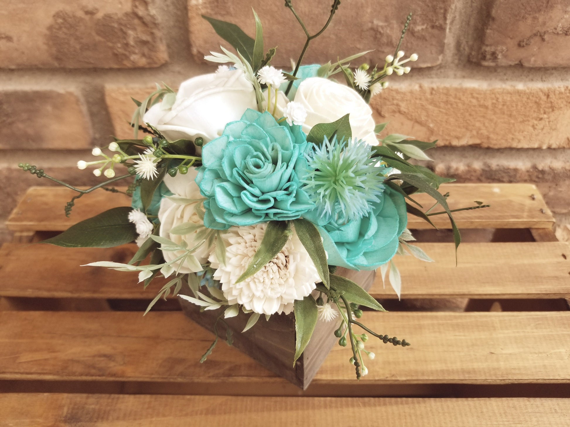 Wood Flower Floral Arrangement, Table Centerpiece, Flower Box, Wedding, Get Well, Flower Arrangement, Shelf Decor Mother's Day