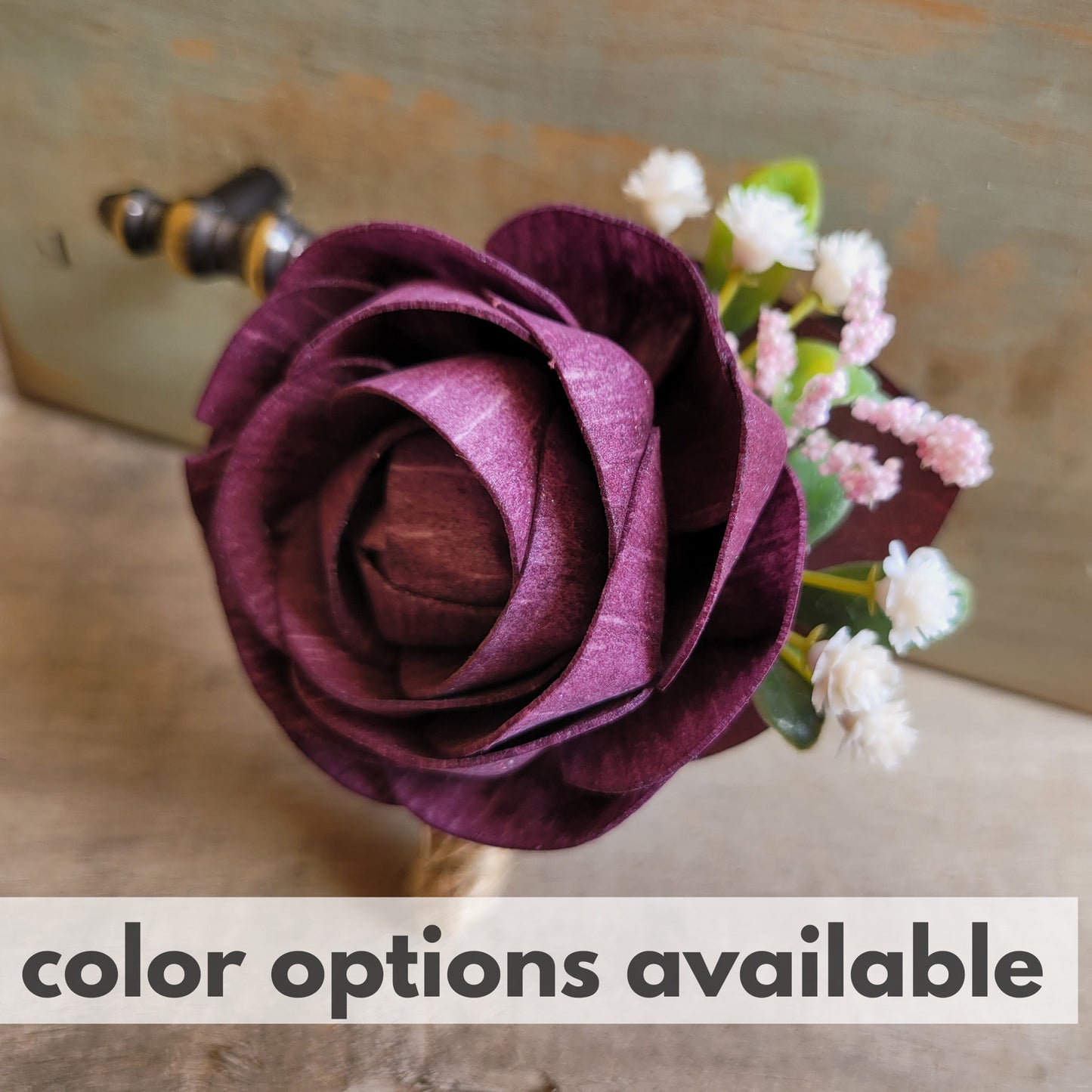 Groomsmen Boutonniere, Wood Flower Boutonniere, Wooden Lapel Pin, Wedding Boutonniere for Groom