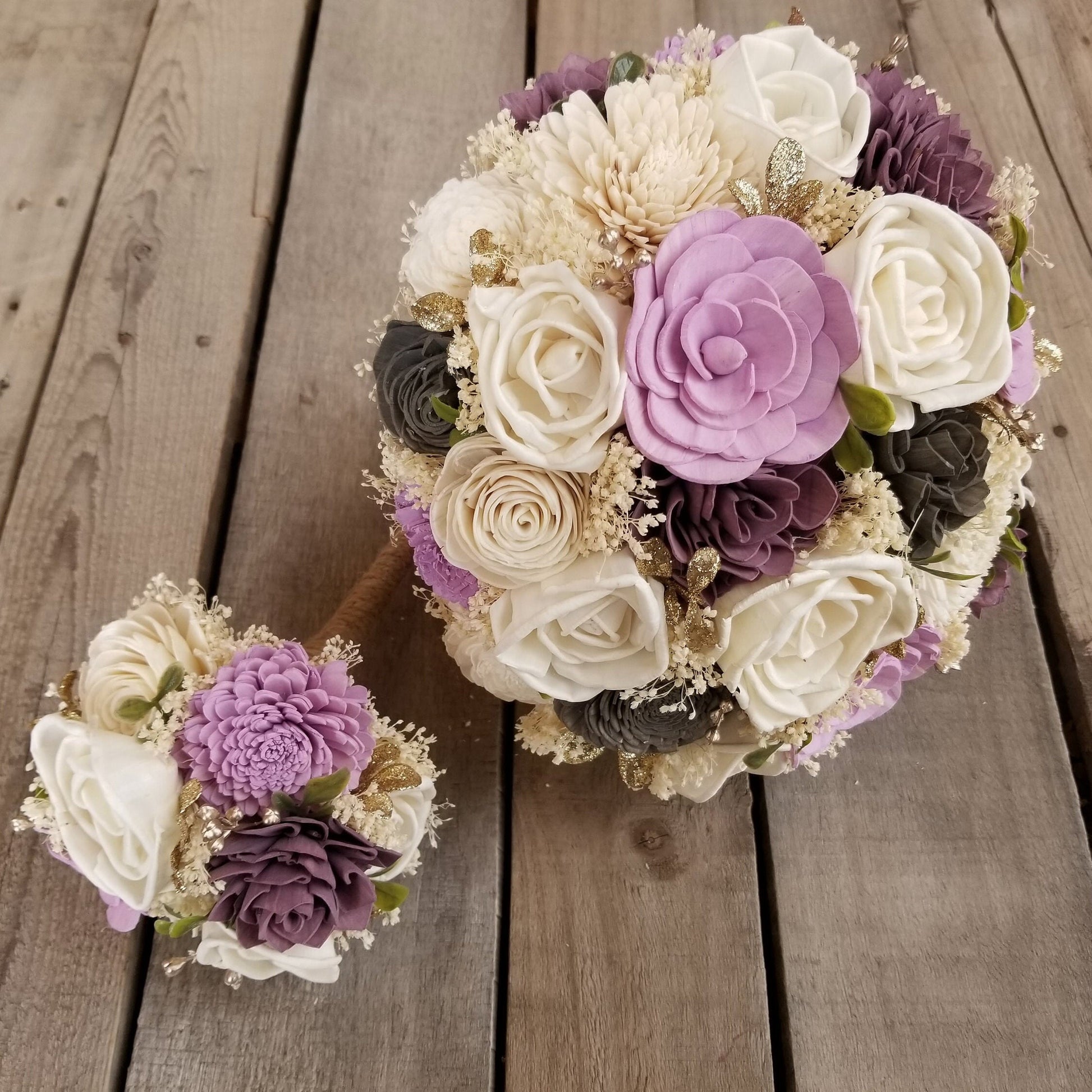 Wood Flowers Bouquet, Plum Wooden Bouquets, Lavender Bridal Bouquet, Wooden Bridal Flowers, Wood Wedding Flowers, Bouquet for Bride