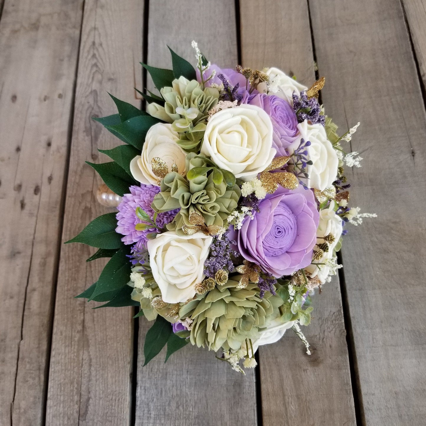 Wood Flower Bouquet for Wedding, Wooden Bridal Bouquet with Gold, Quinceañera Bouquet, Wedding Bouquet for Bridesmaid