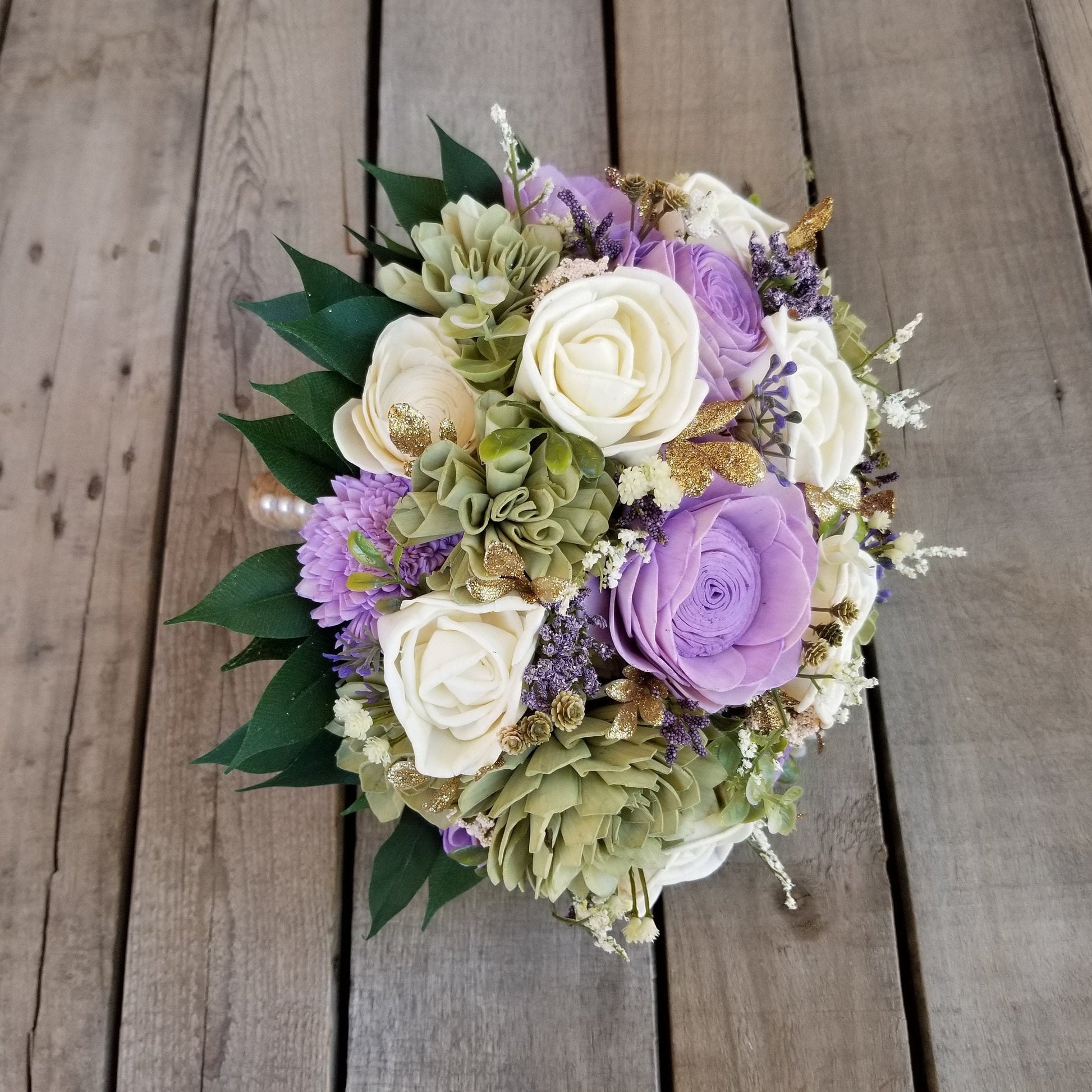 Wood Flower Bouquet for Wedding, Wooden Bridal Bouquet with Gold, Quinceañera Bouquet, Wedding Bouquet for Bridesmaid