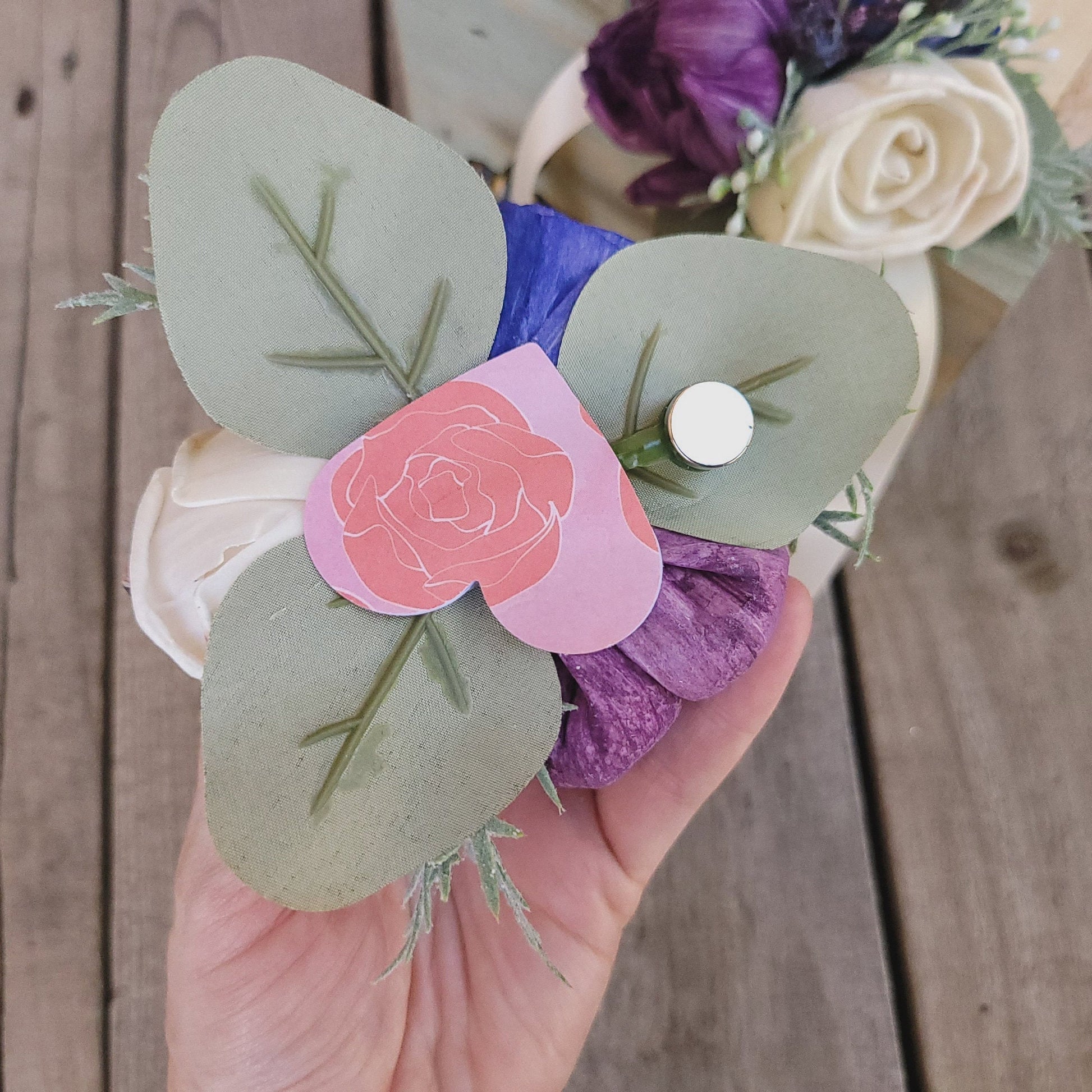 Wood Flower Wrist Corsage, Wedding Wrist Corsage, Prom Corsage, Wooden Wedding Flowers, Sola Wood Flowers Bridal Corsage,