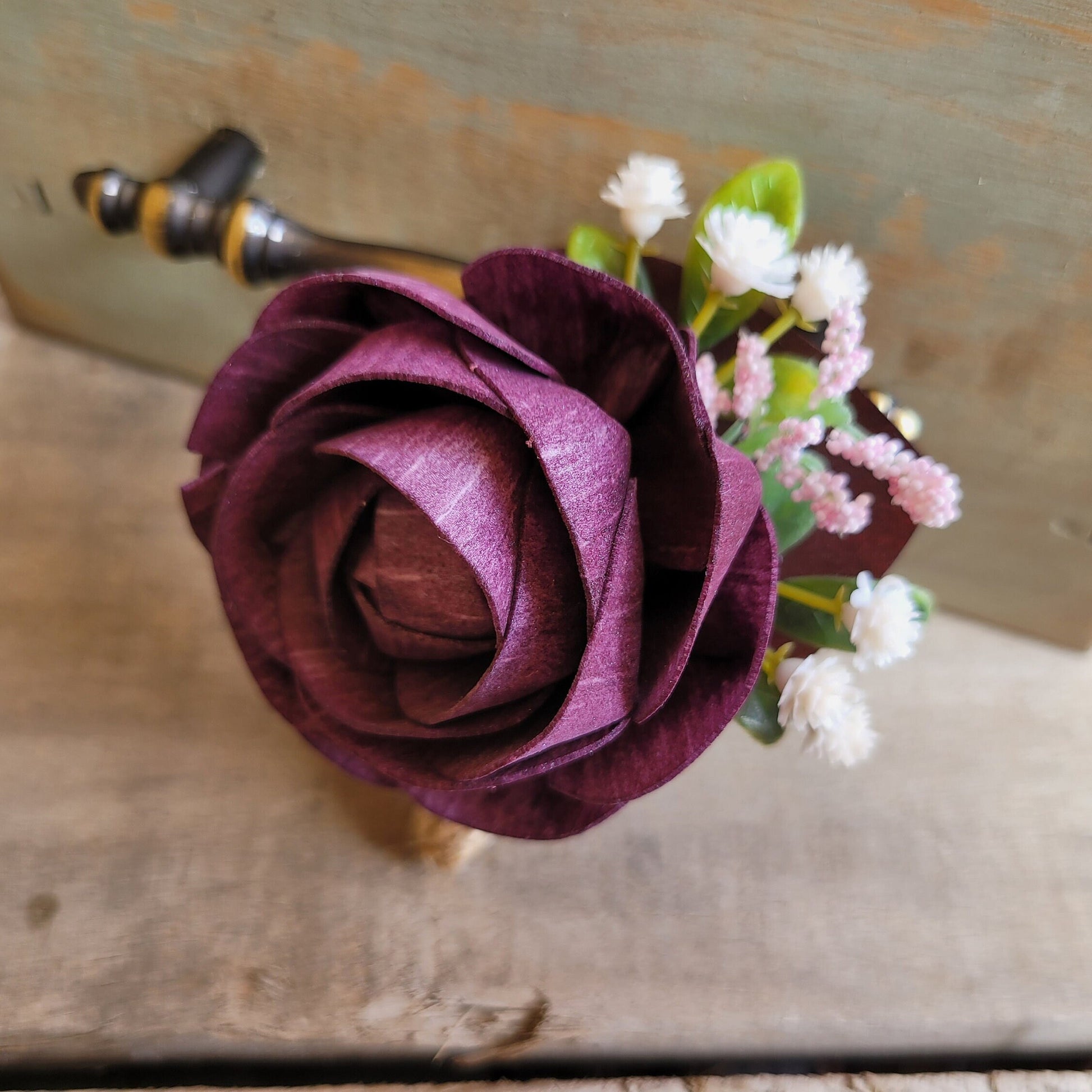 Groomsmen Boutonniere, Wood Flower Boutonniere, Wooden Lapel Pin, Wedding Boutonniere for Groom