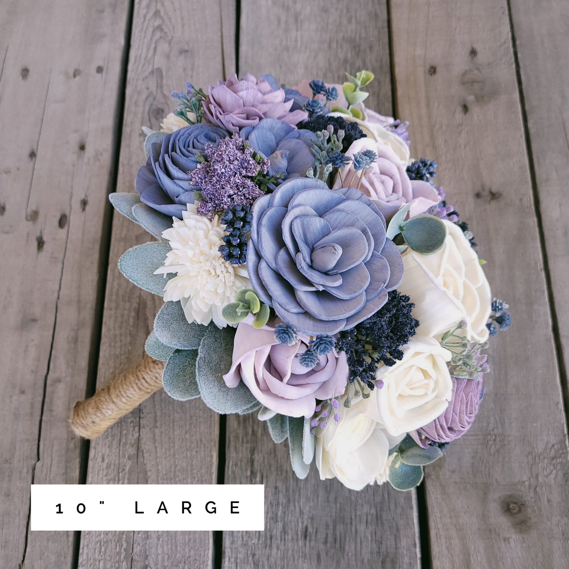 Wood Flower Bouquet, Lavender Wedding Bouquet, Dusty Blue Bridal Bouquet, Sola Wood Flowers, Fake Wedding Flowers