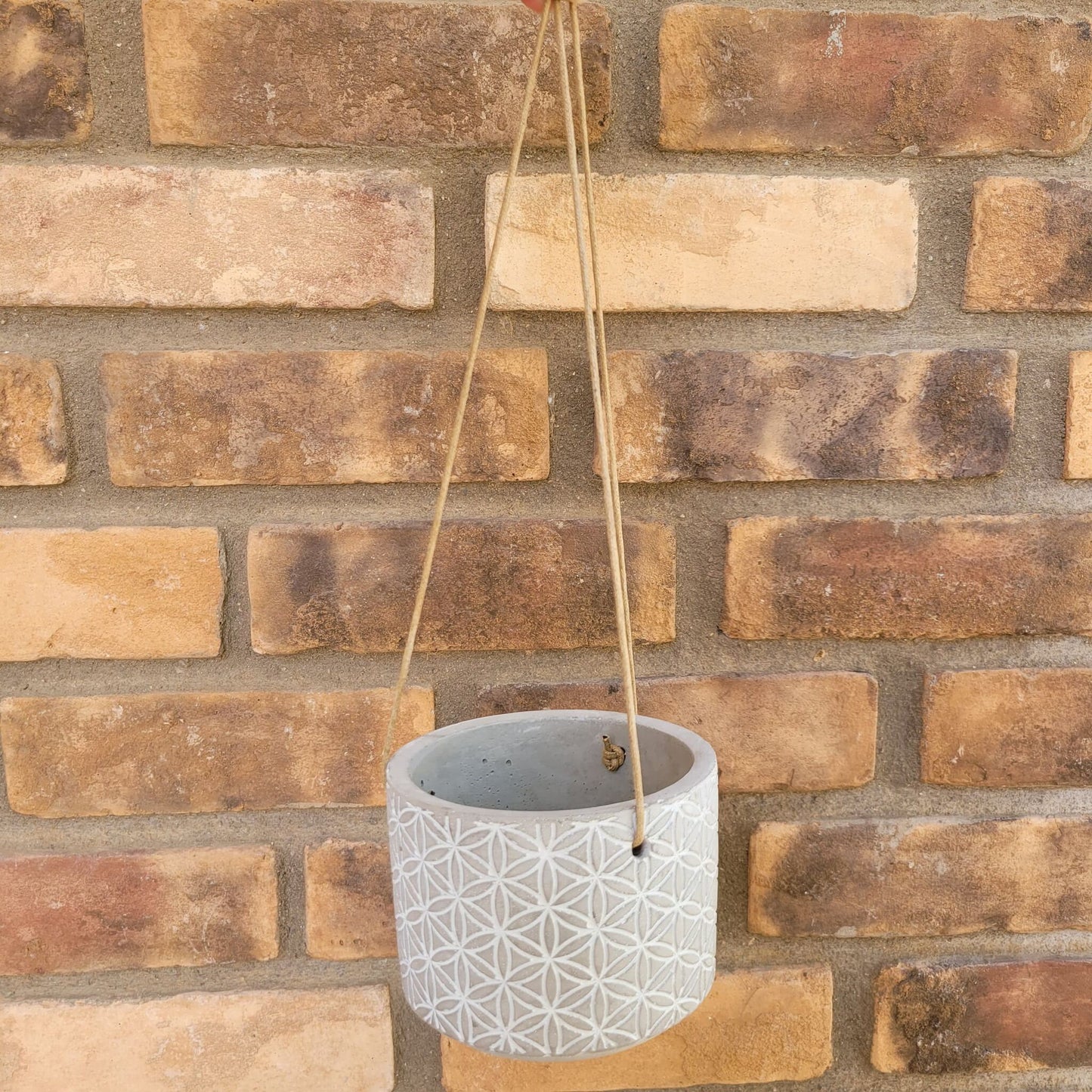 Wood Flower Hanging Planter, Wooden Flowers Housewarming Gift, Cement Planter with Fake Flowers, Wood Flowers Succulent planter
