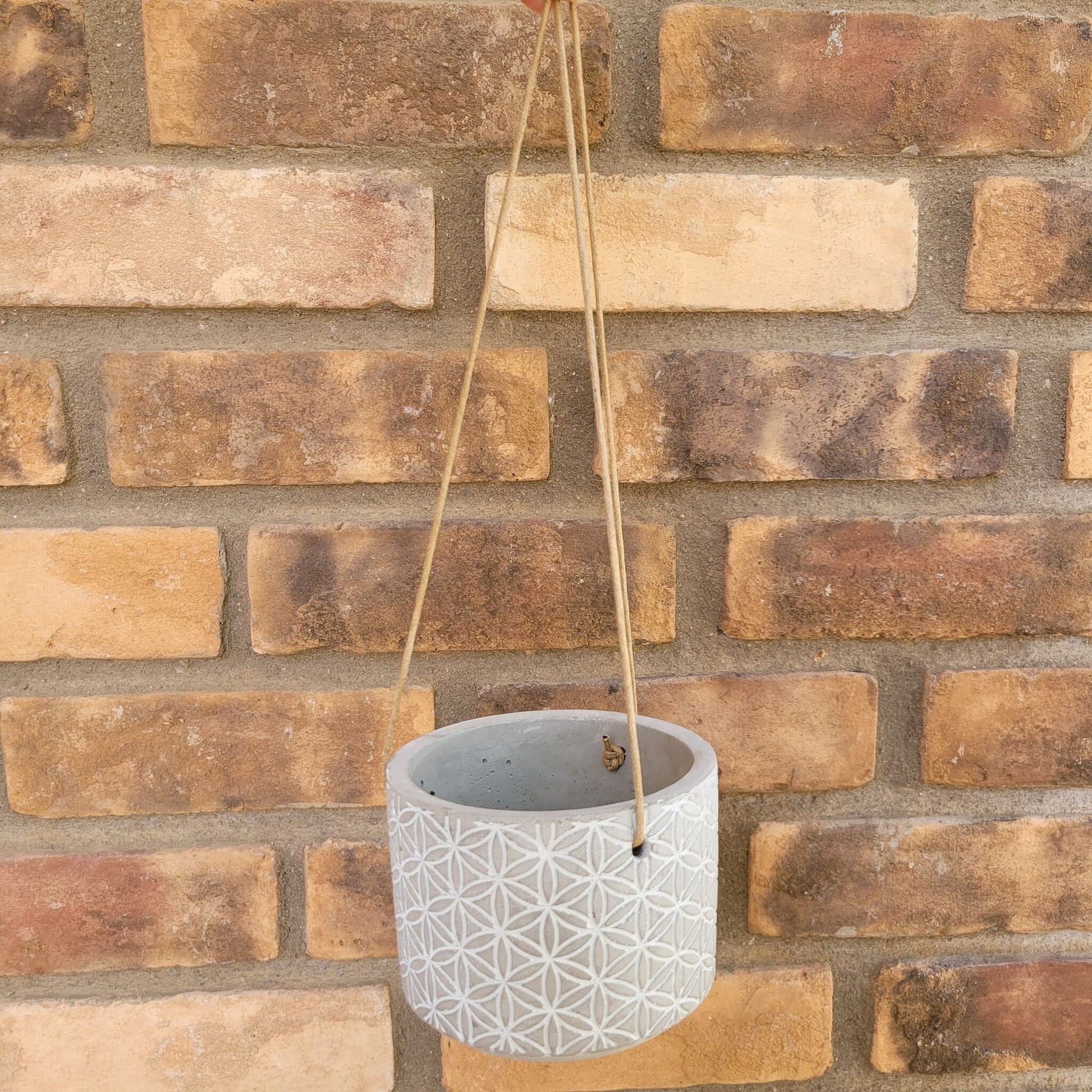 Wood Flower Hanging Planter, Wooden Flowers Housewarming Gift, Cement Planter with Fake Flowers, Wood Flowers Succulent planter