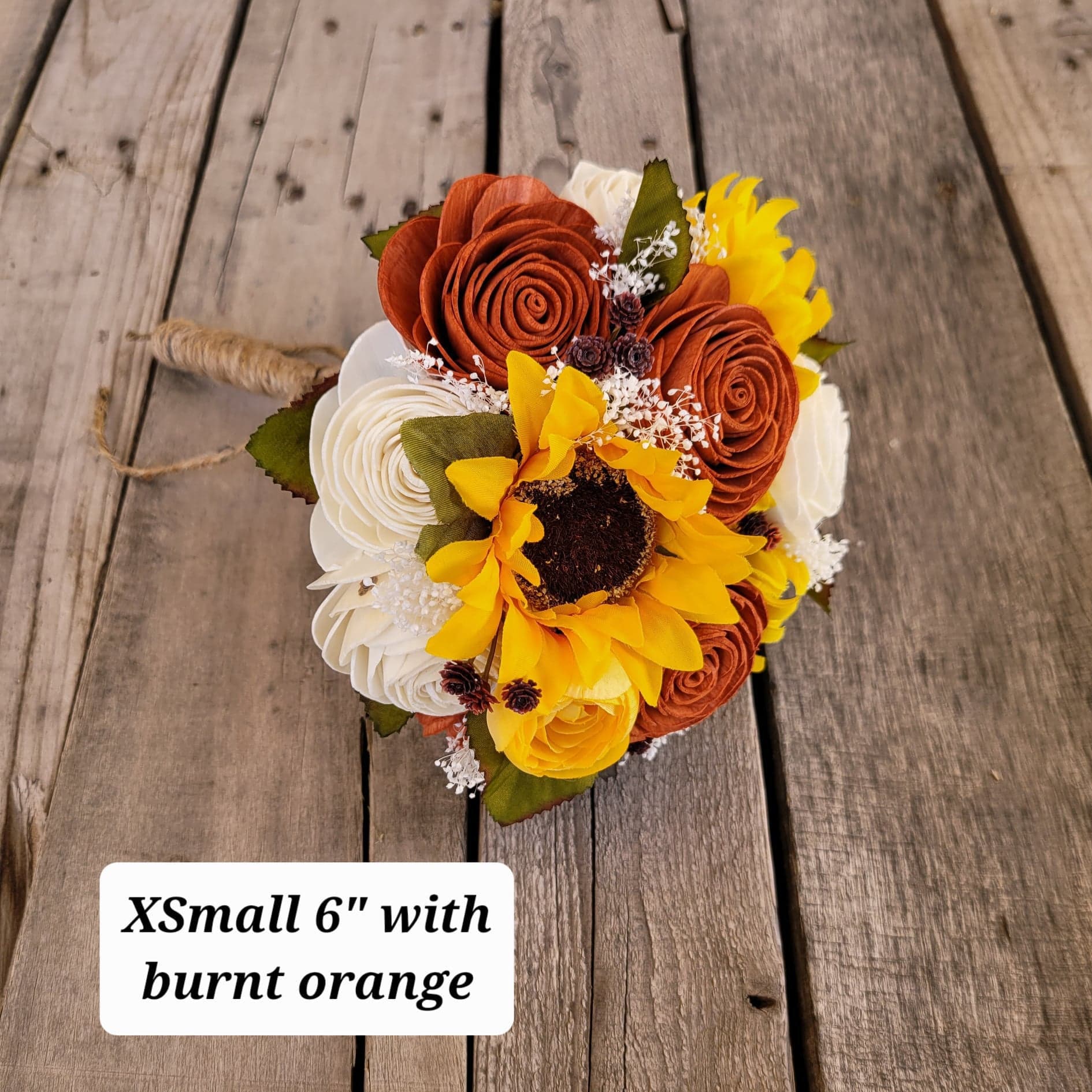 Wood Flower Bouquet with Sunflowers, Sunflower Bridal Bouquet, Wooden Flower Bouquet, Fall Wedding Bouquet, Sola Wood Flowers