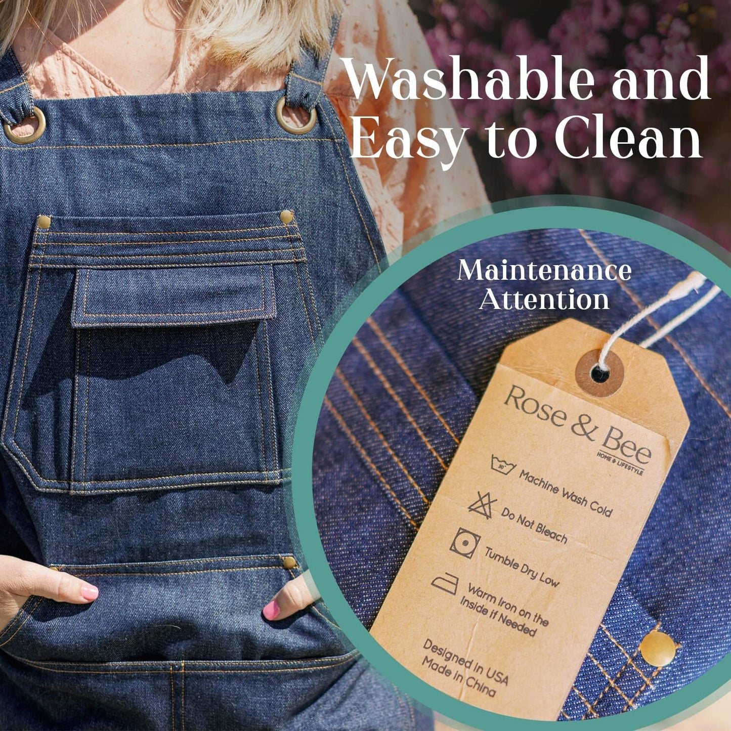 One Size Denim Apron for Men & Women, Hairstylist Apron, Apron for Crafting, Woodworking Apron with pockets, Gardening Apron, Painting Smock