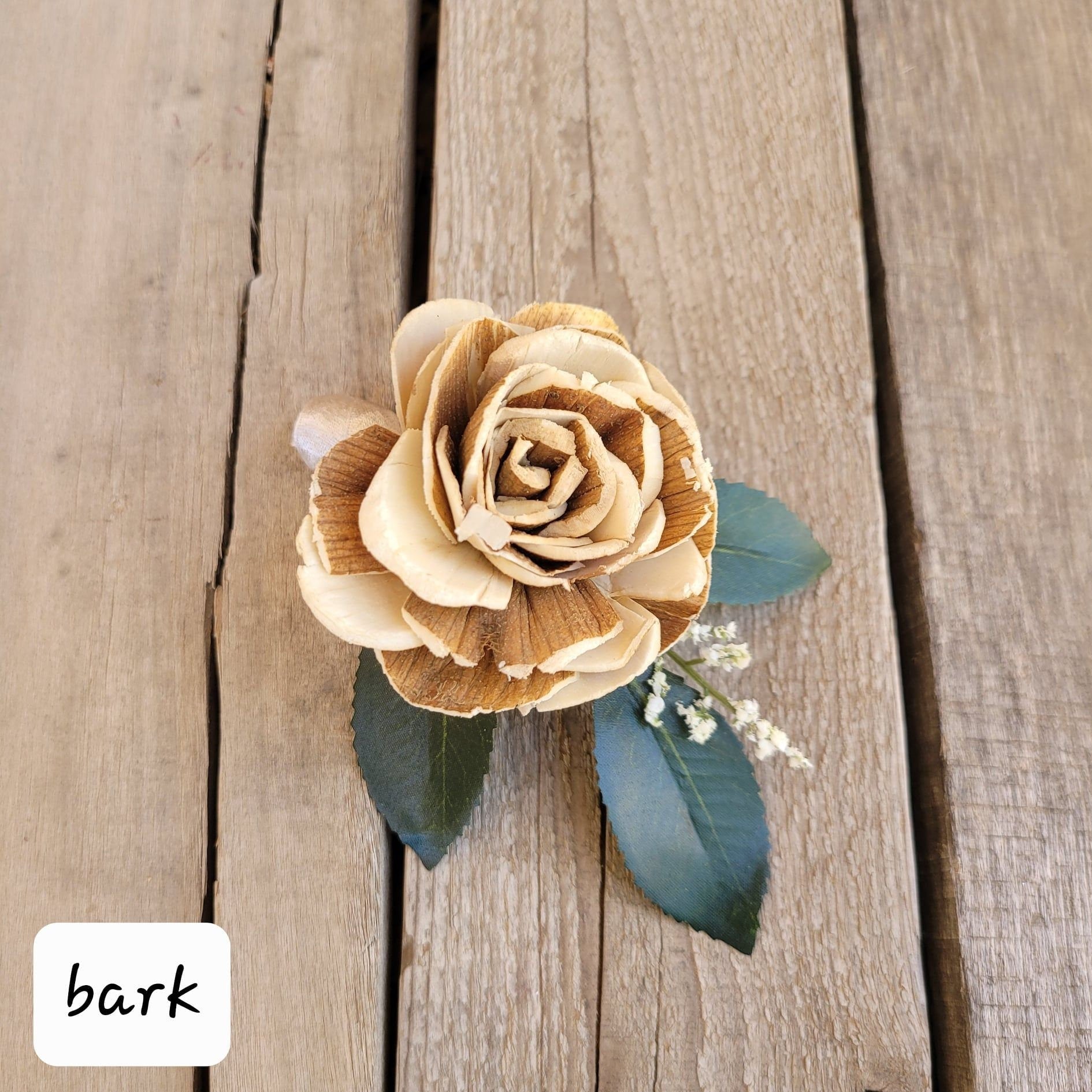 Rose Wood Flower Boutonniere, Groom Rose Boutonniere, Pinned Lapel, Pinned Flower for Groomsmen, Father of the Bride Flower