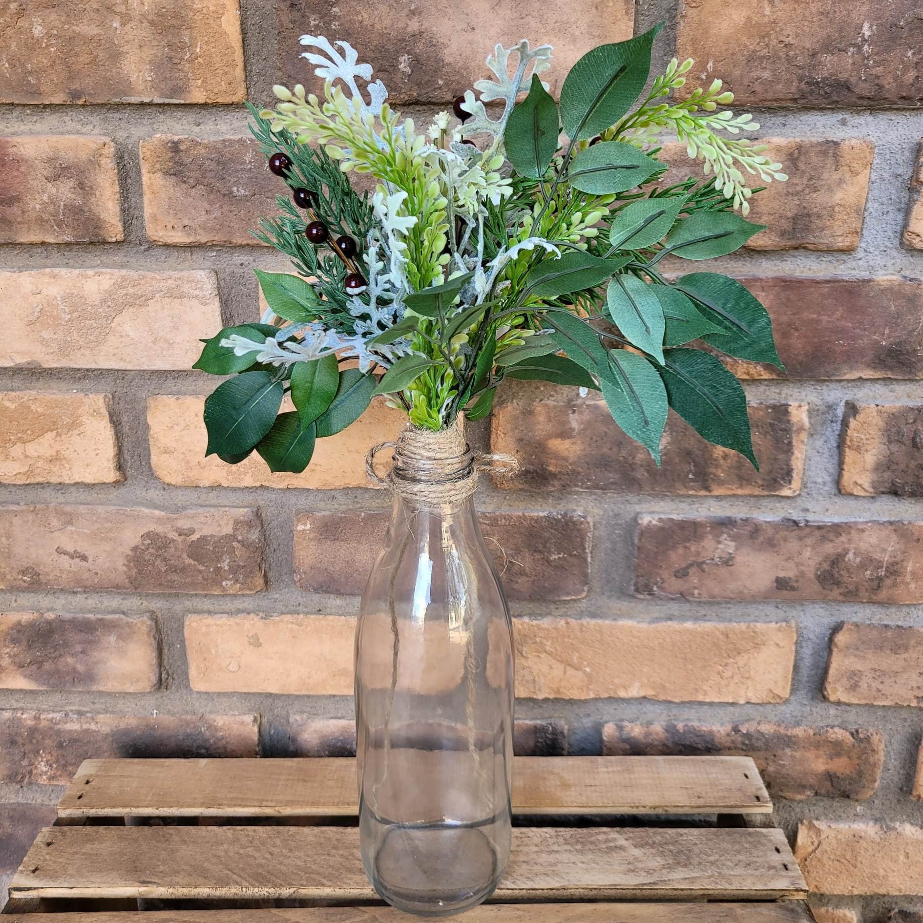 Christmas Wood Flower Arrangement, Christmas Table Centerpiece, Wood Flowers in Vase, Holiday Hostess Gift, Winter Florals