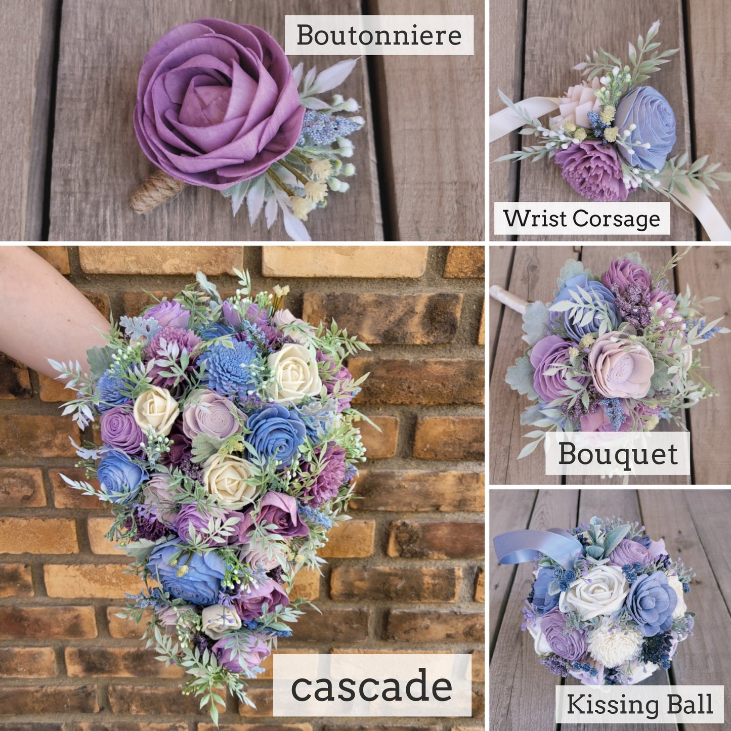 Sola Wood Flower Bouquet, Navy Bridal Bouquet, Blush Wedding Bouquet, Artificial Bridal Bouquet