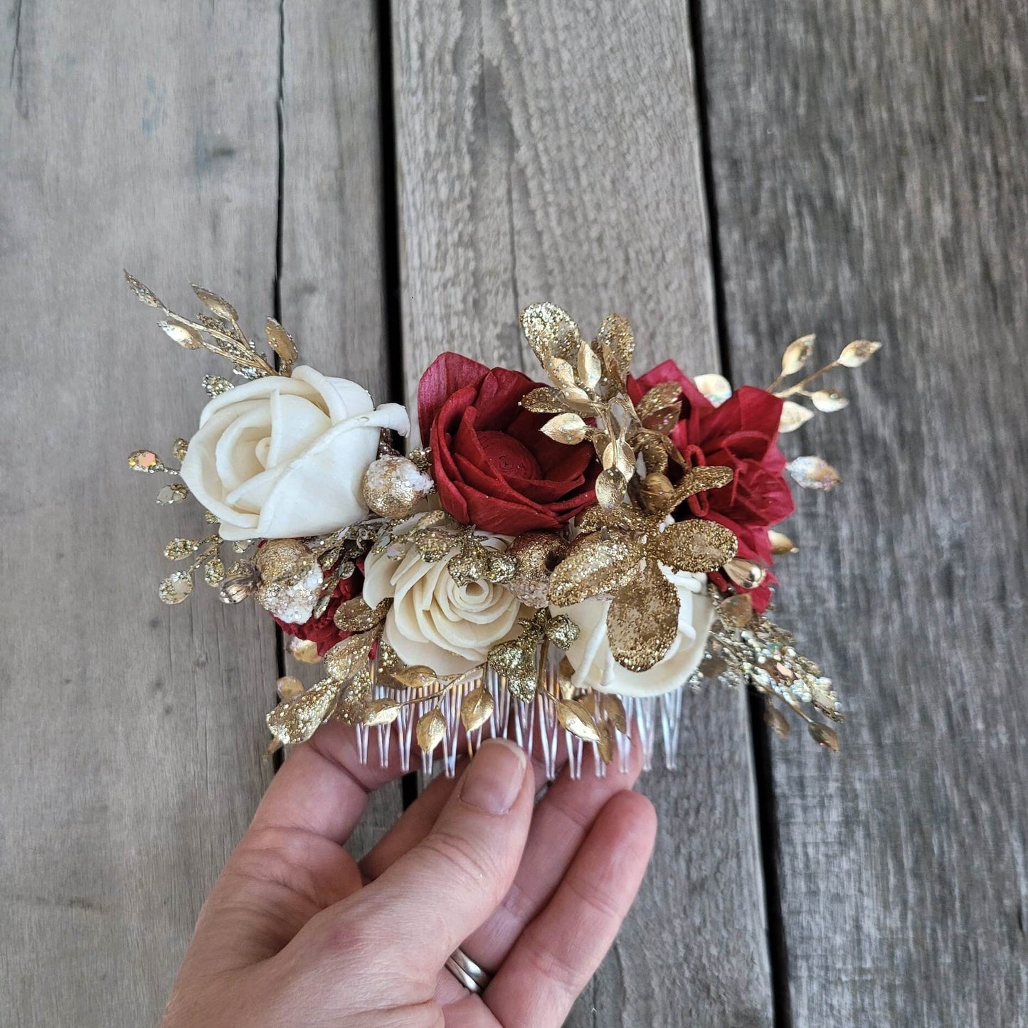 Floral Hair Comb, Gold Flower Comb, Bridal Hair Piece, Flowers for Hair, Wedding Bridal Accessories