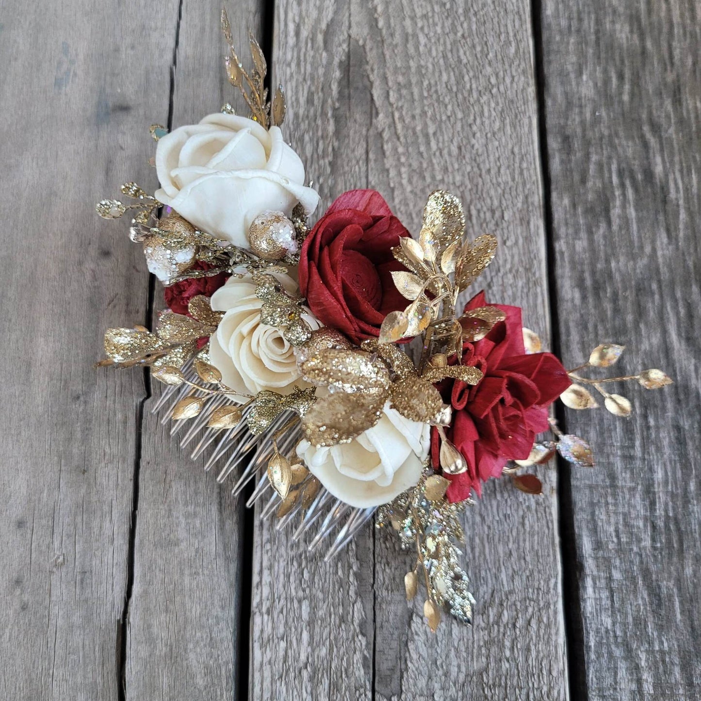 Floral Hair Comb, Gold Flower Comb, Bridal Hair Piece, Flowers for Hair, Wedding Bridal Accessories