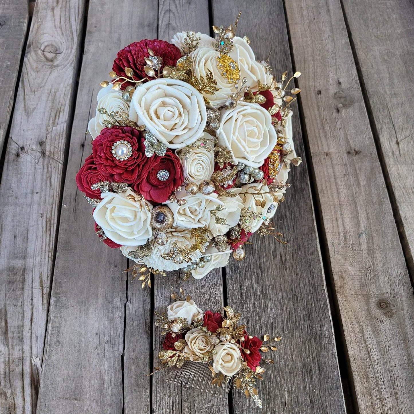 Floral Hair Comb, Gold Flower Comb, Bridal Hair Piece, Flowers for Hair, Wedding Bridal Accessories