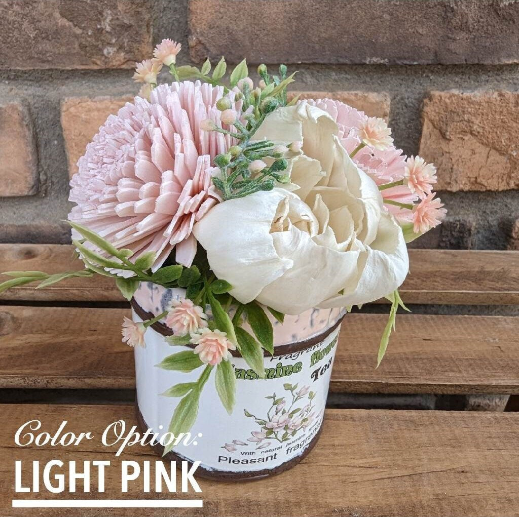 Wood Flowers Floral Arrangement, Wooden Flowers for Tiered Tray Decor, Fake Flowers for Home Decoration, Mother's Day Gift, Thinking of You