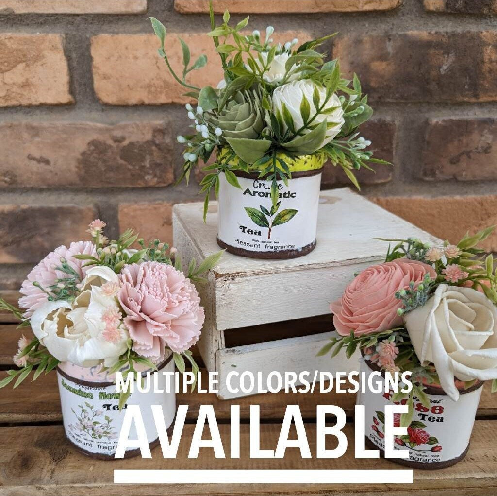 Wood Flowers Floral Arrangement, Wooden Flowers for Tiered Tray Decor, Fake Flowers for Home Decoration, Mother's Day Gift, Thinking of You