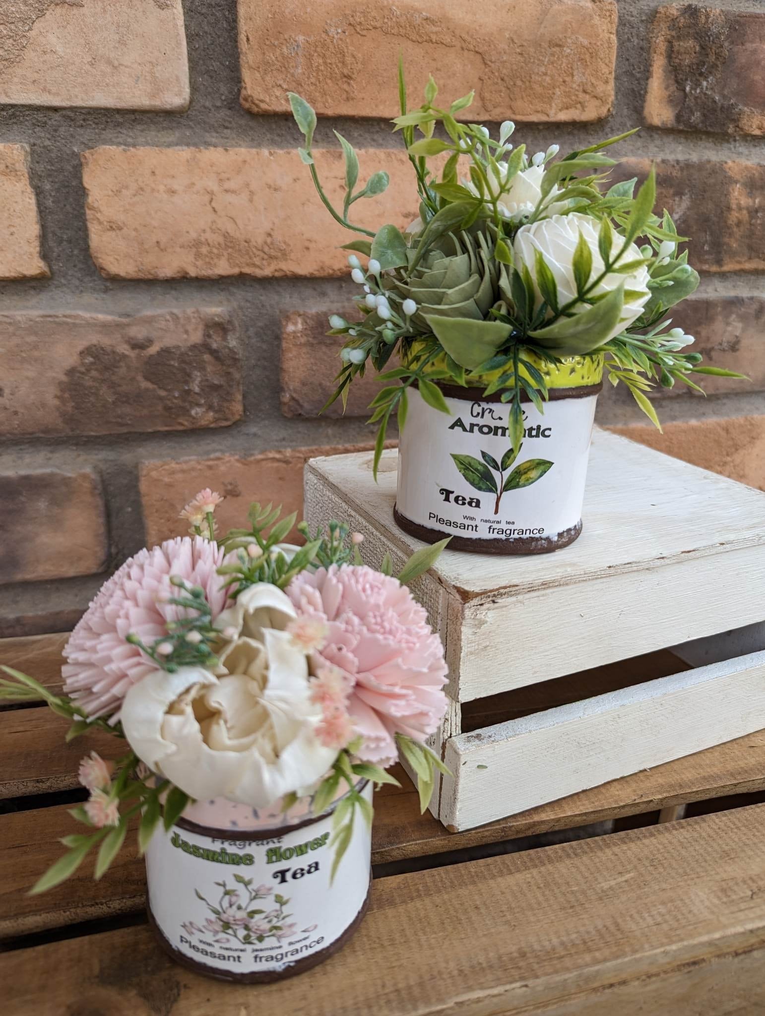 Wood Flowers Floral Arrangement, Wooden Flowers for Tiered Tray Decor, Fake Flowers for Home Decoration, Mother's Day Gift, Thinking of You