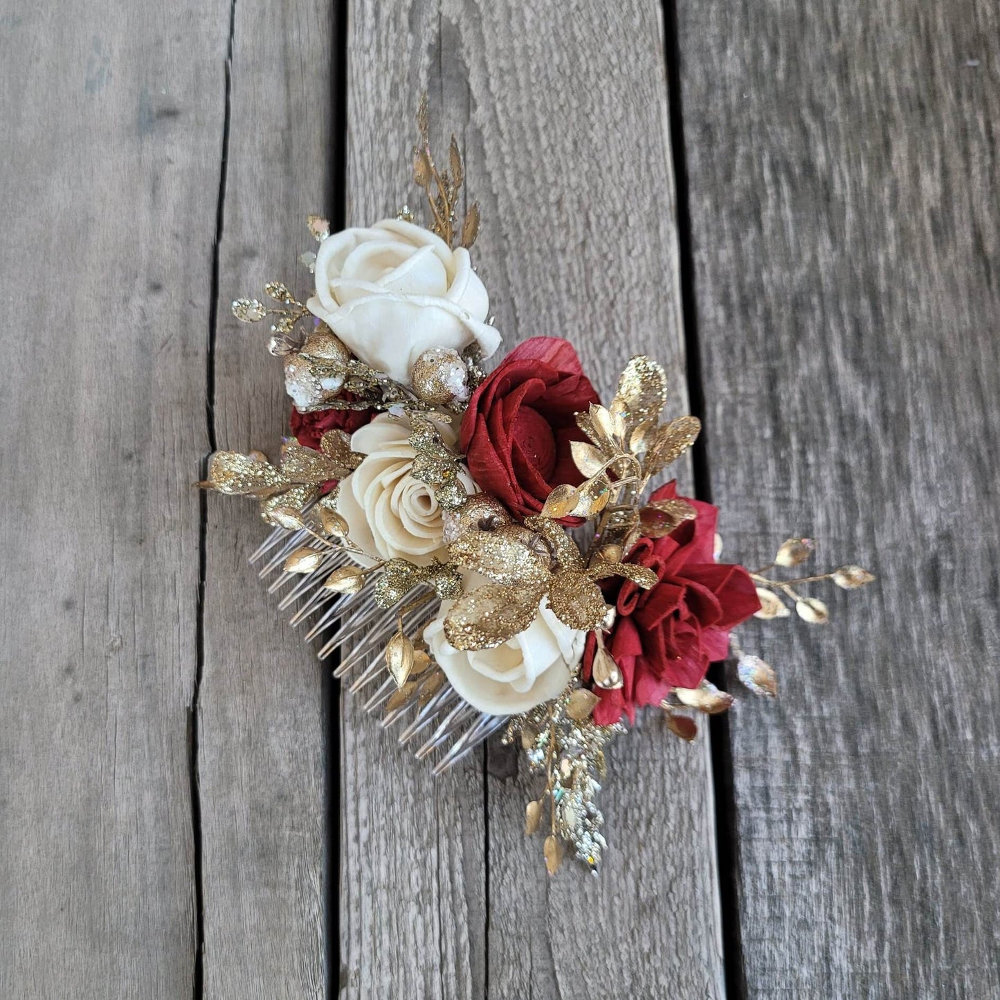 Floral Hair Comb, Gold Flower Comb, Bridal Hair Piece, Flowers for Hair, Wedding Bridal Accessories