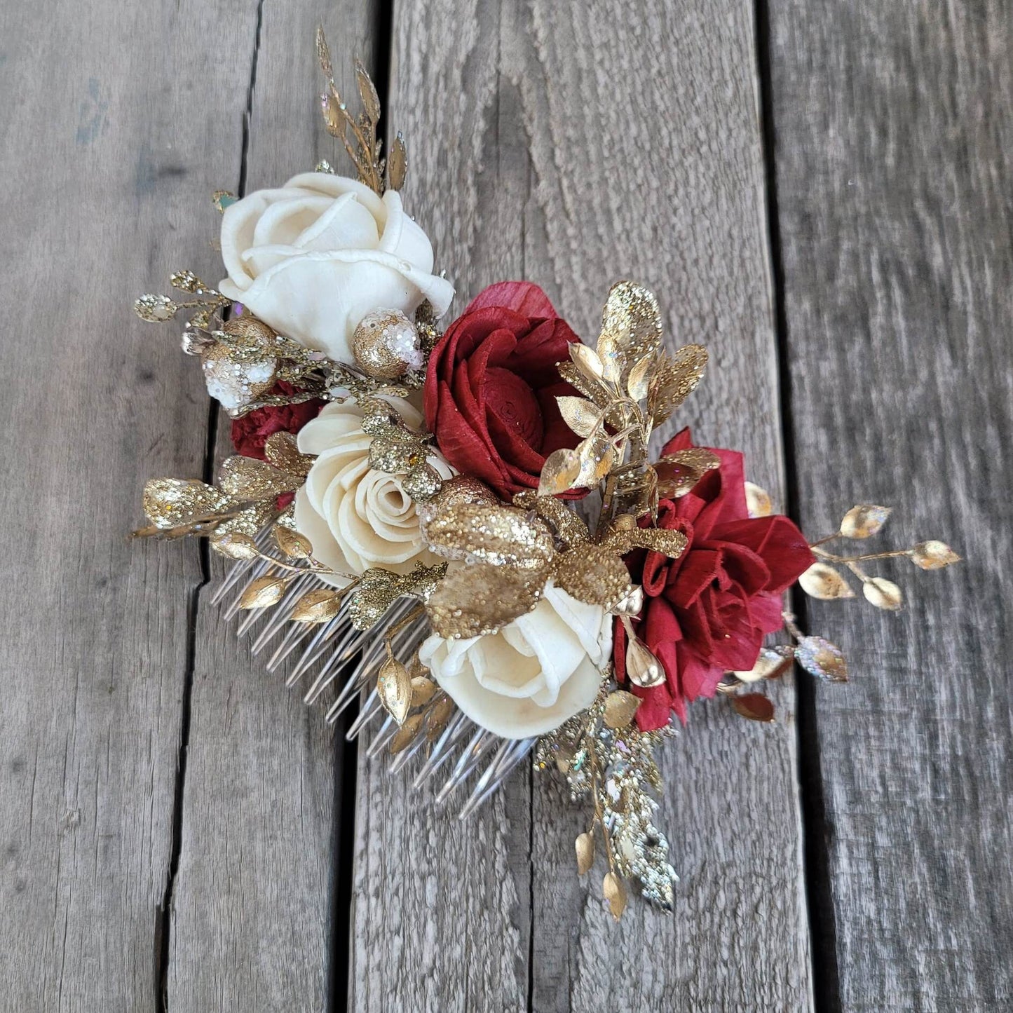 Floral Hair Comb, Gold Flower Comb, Bridal Hair Piece, Flowers for Hair, Wedding Bridal Accessories