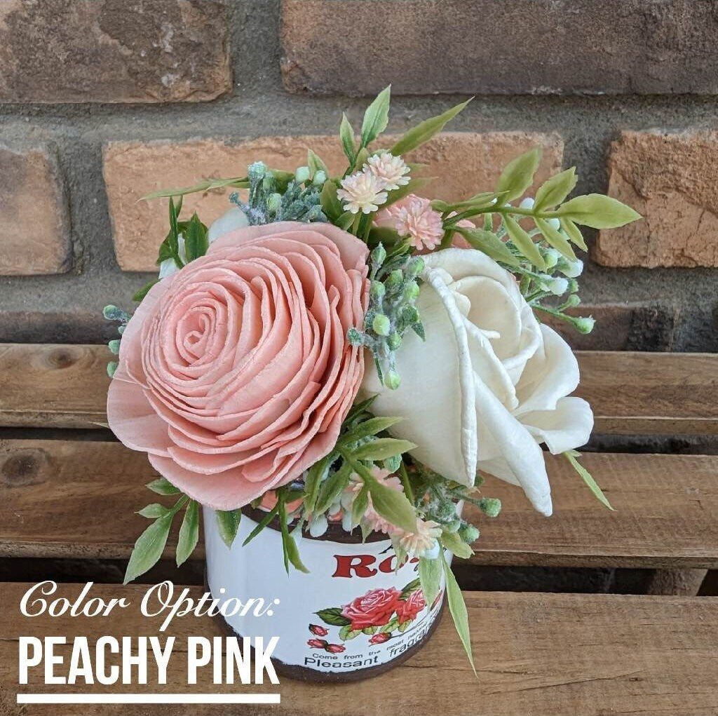 Wood Flowers Floral Arrangement, Wooden Flowers for Tiered Tray Decor, Fake Flowers for Home Decoration, Mother's Day Gift, Thinking of You