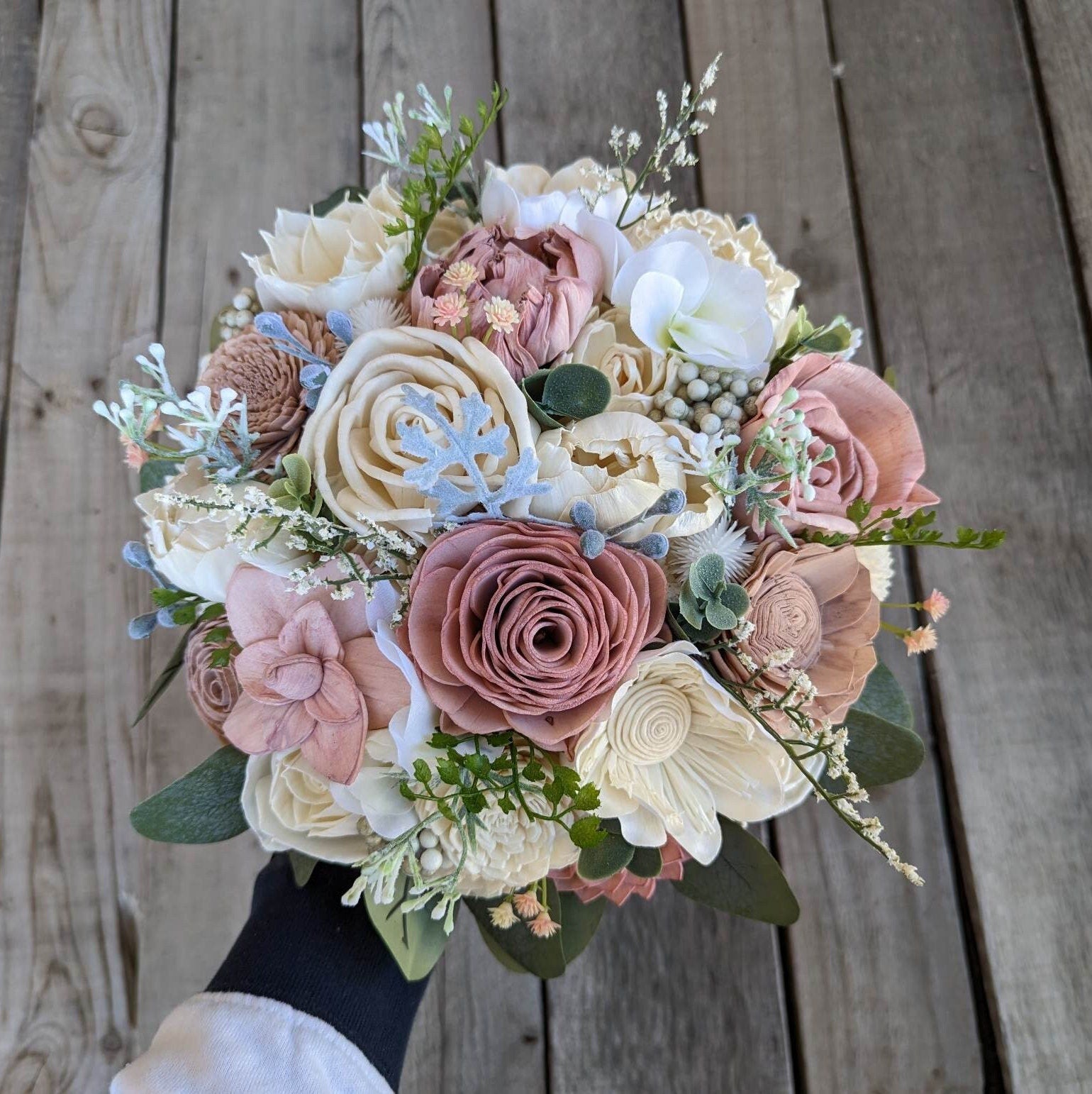 Wood Flower Bouquet, Blush Bridal Bouquet, Wooden Flower Bouquet, Blush Wedding Bouquet, Wedding Flowers for Bridesmaid, Sola Wood Flowers