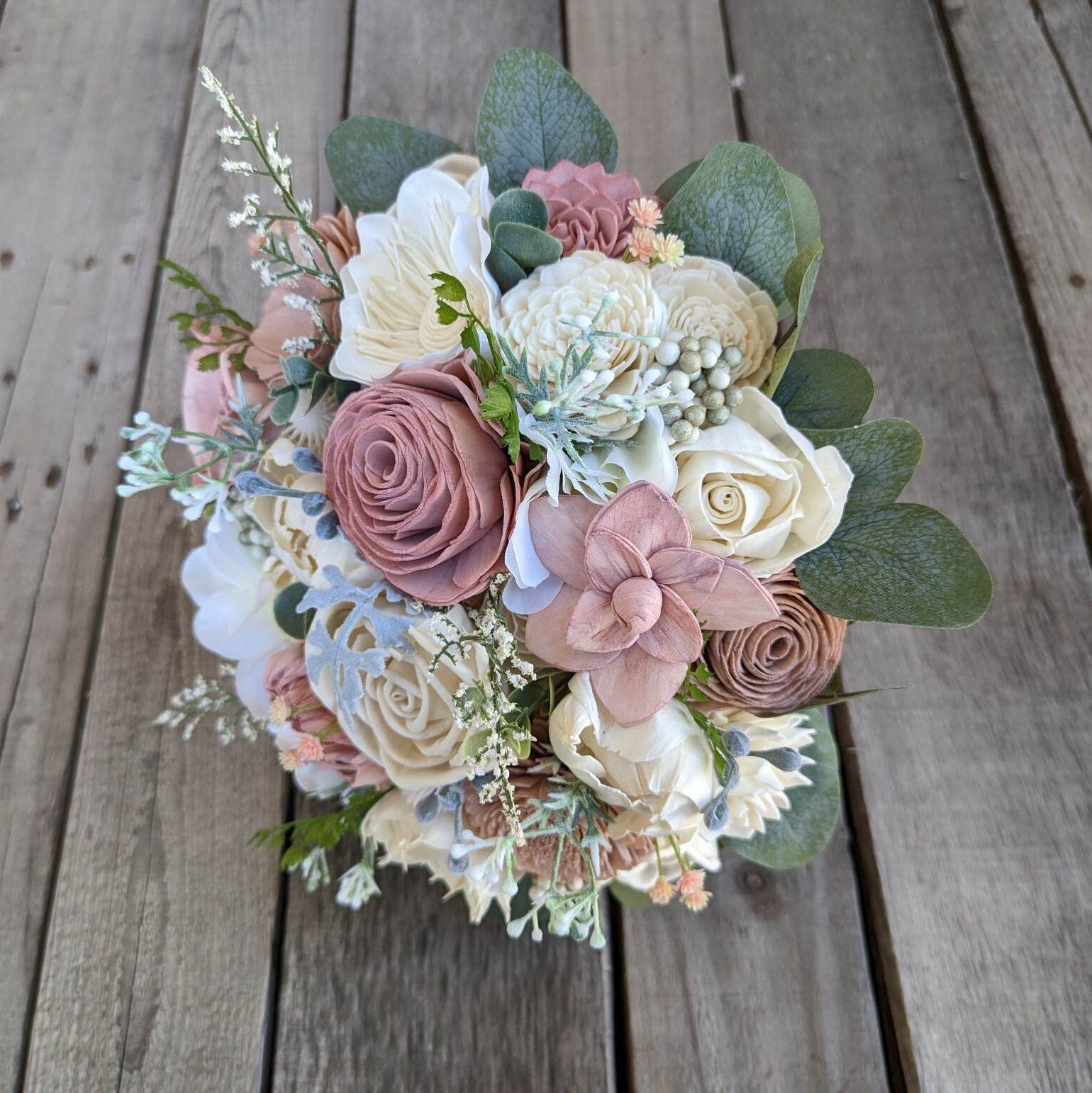 Wood Flower Bouquet, Blush Bridal Bouquet, Wooden Flower Bouquet, Blush Wedding Bouquet, Wedding Flowers for Bridesmaid, Sola Wood Flowers