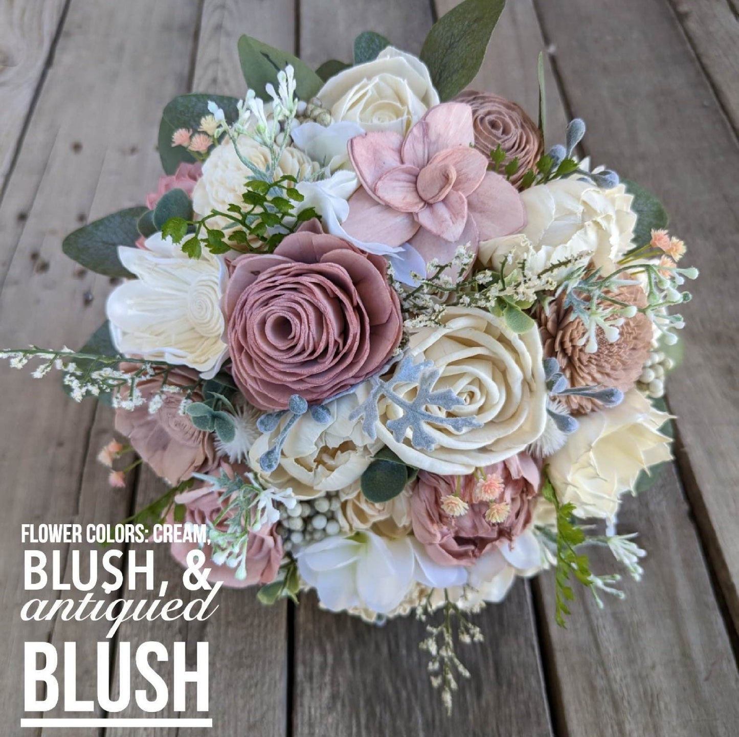 Wood Flower Bouquet, Blush Bridal Bouquet, Wooden Flower Bouquet, Blush Wedding Bouquet, Wedding Flowers for Bridesmaid, Sola Wood Flowers