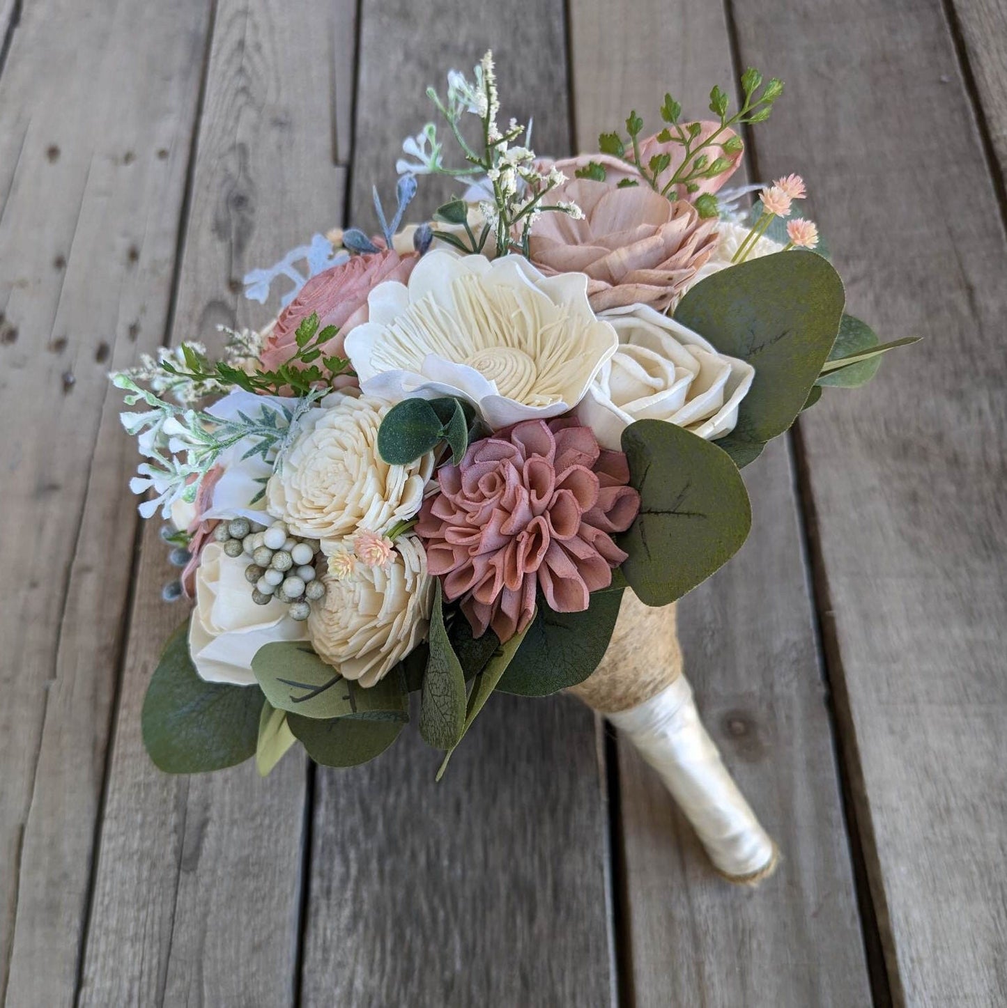 Wood Flower Bouquet, Blush Bridal Bouquet, Wooden Flower Bouquet, Blush Wedding Bouquet, Wedding Flowers for Bridesmaid, Sola Wood Flowers