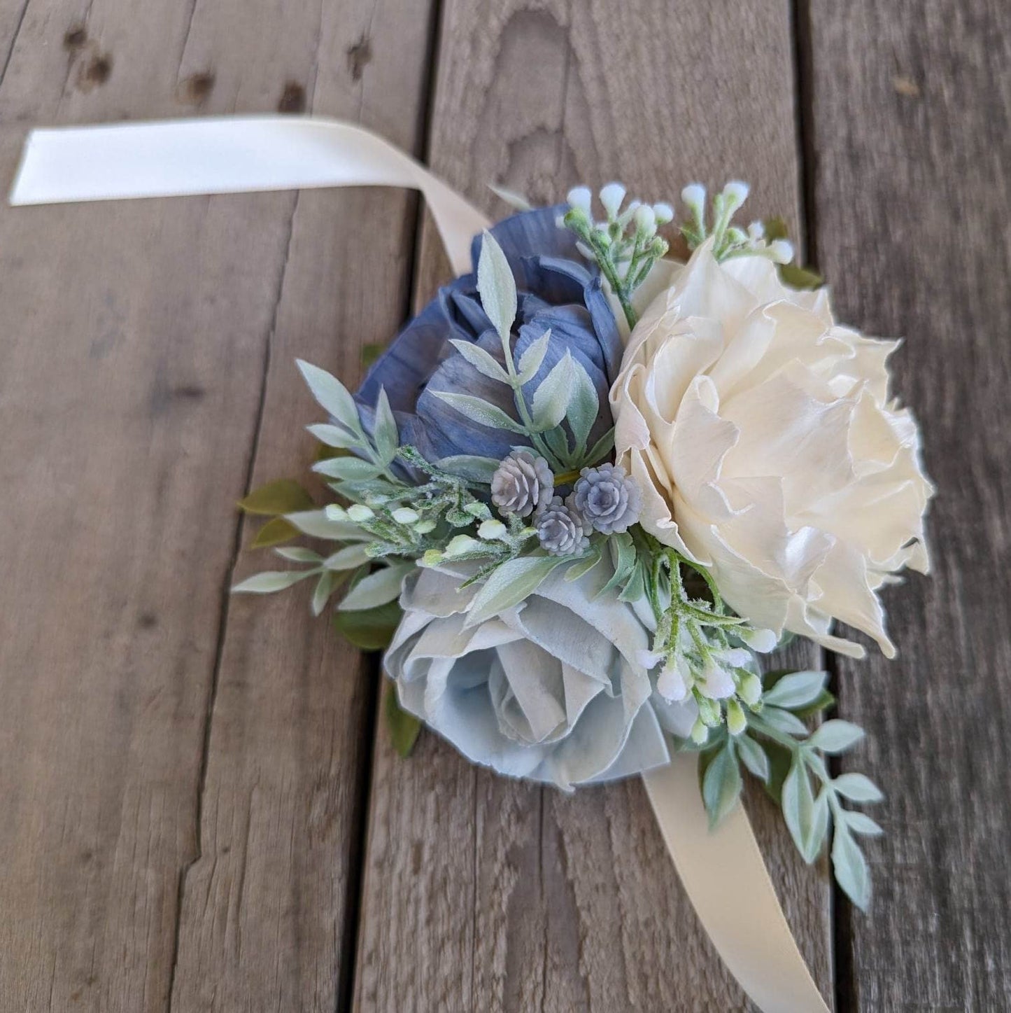 Corsage and Boutonniere Set, Wood Flower Wrist Corsage for Prom, Wooden Flower Corsage for Wedding