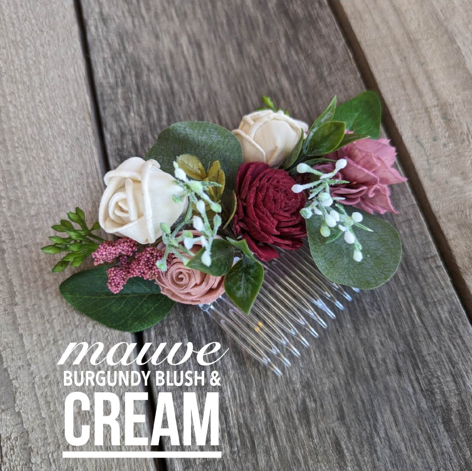 Bridal Hair Comb, Wedding Hair Accessories, Wood Flower Hair Comb, Bridal Hair Piece, Flower Girl Hair Accessories, Wedding Hair Comb