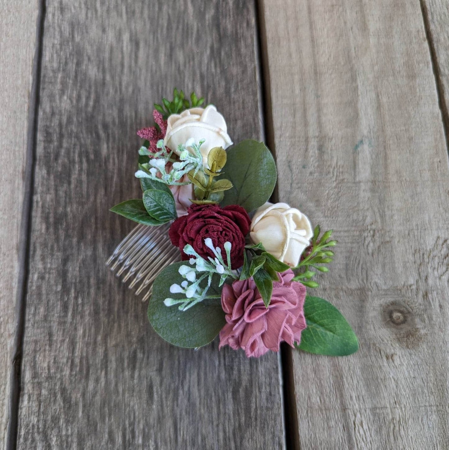 Bridal Hair Comb, Wedding Hair Accessories, Wood Flower Hair Comb, Bridal Hair Piece, Flower Girl Hair Accessories, Wedding Hair Comb