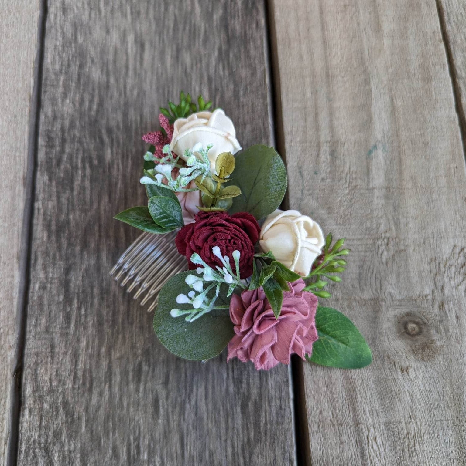 Bridal Hair Comb, Wedding Hair Accessories, Wood Flower Hair Comb, Bridal Hair Piece, Flower Girl Hair Accessories, Wedding Hair Comb