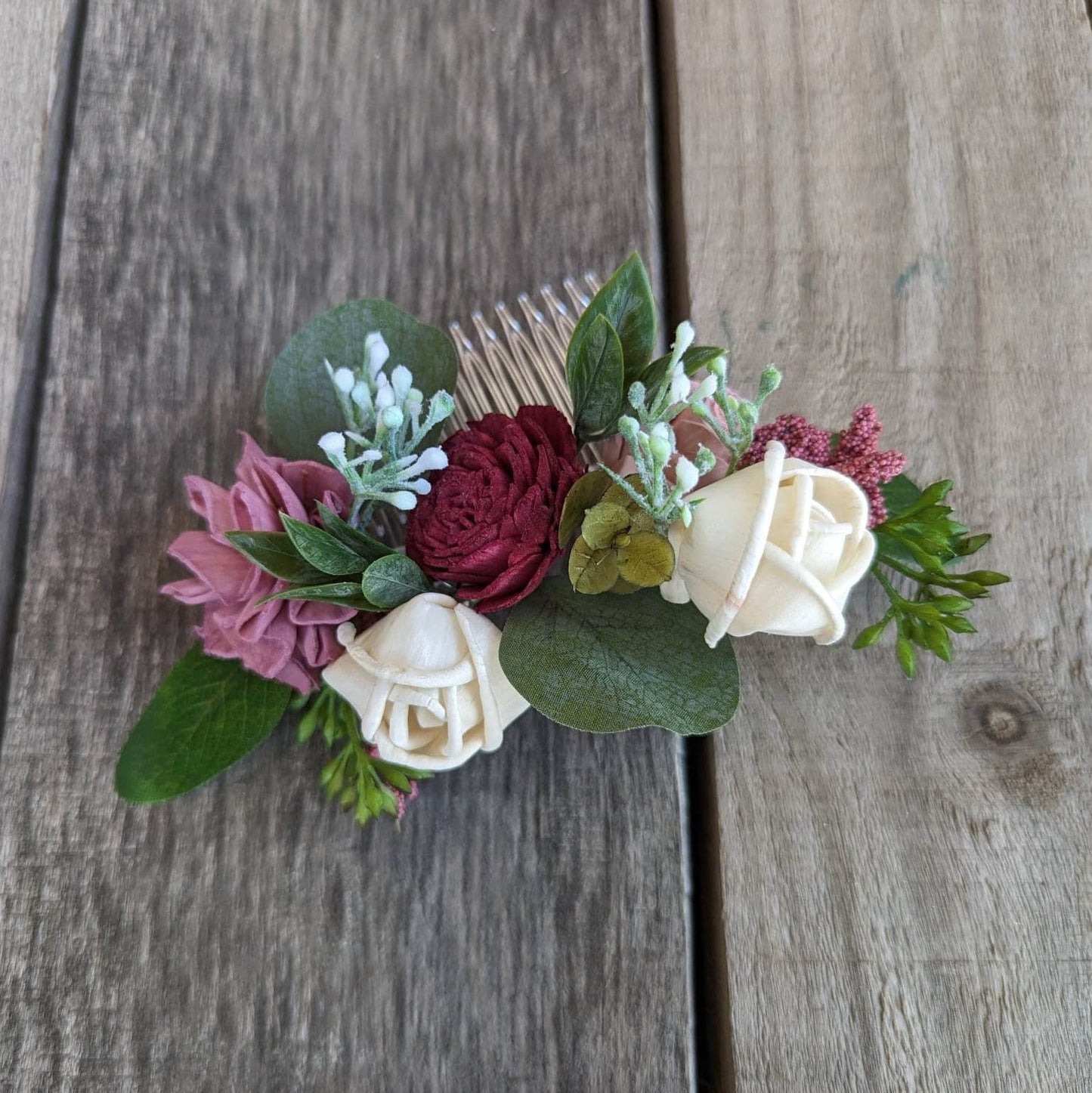Bridal Hair Comb, Wedding Hair Accessories, Wood Flower Hair Comb, Bridal Hair Piece, Flower Girl Hair Accessories, Wedding Hair Comb