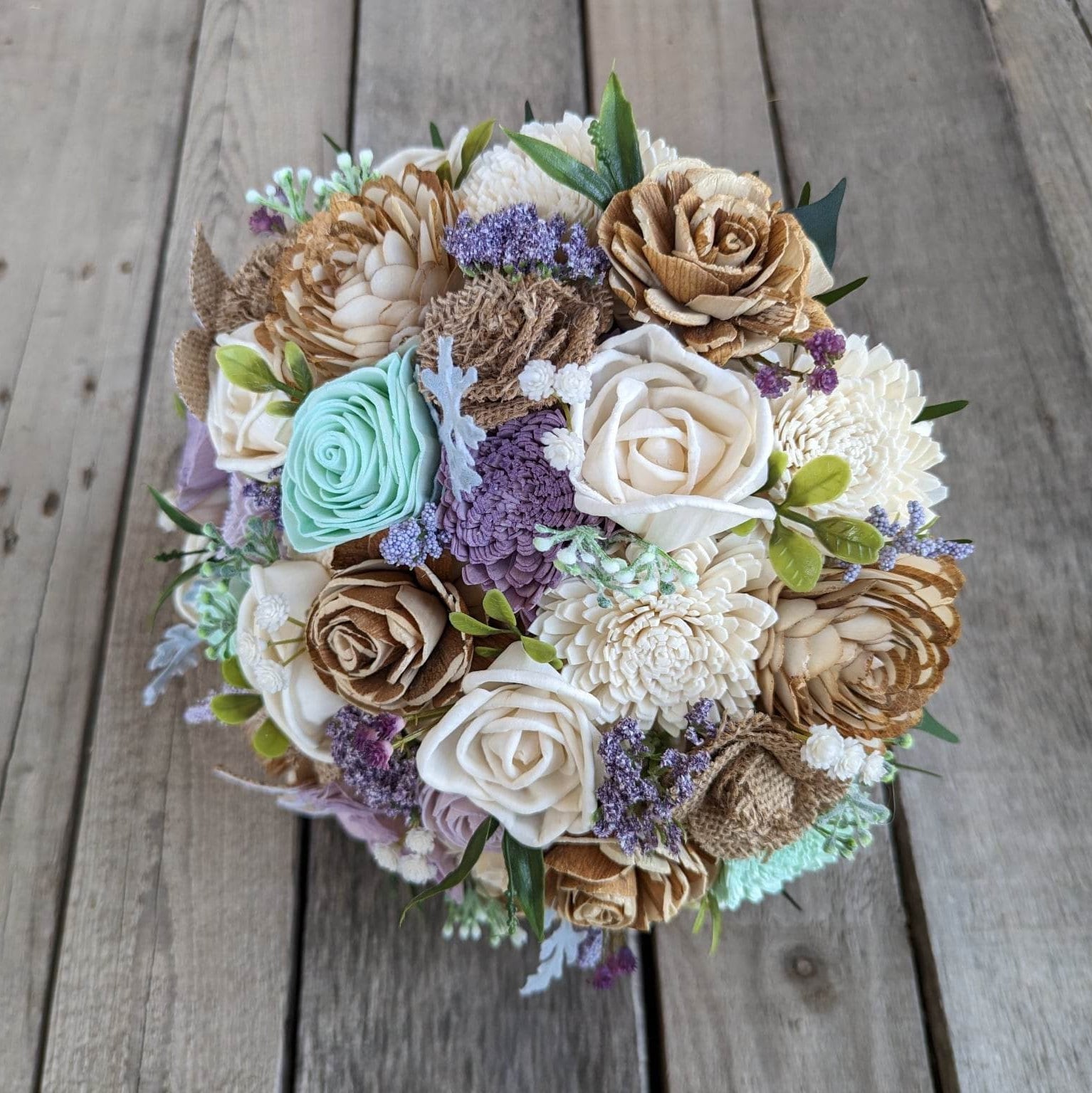 Wood Flower Bouquet, Burlap Bouquet, Lavender Wedding Bouquet, Wooden Bridal Bouquet, Wood Wedding Flowers, Wood Bouquet, Rustic Wedding