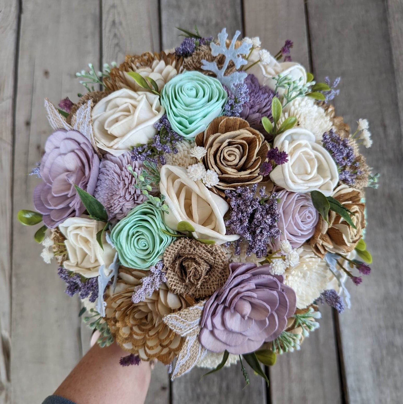 Wood Flower Bouquet, Burlap Bouquet, Lavender Wedding Bouquet, Wooden Bridal Bouquet, Wood Wedding Flowers, Wood Bouquet, Rustic Wedding