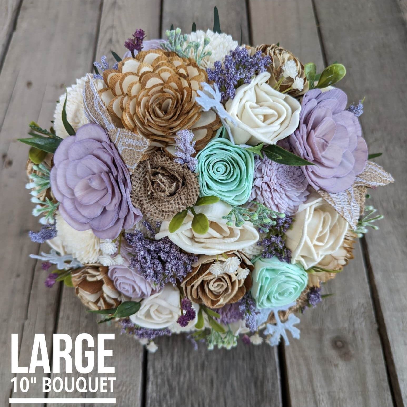 Wood Flower Bouquet, Burlap Bouquet, Lavender Wedding Bouquet, Wooden Bridal Bouquet, Wood Wedding Flowers, Wood Bouquet, Rustic Wedding