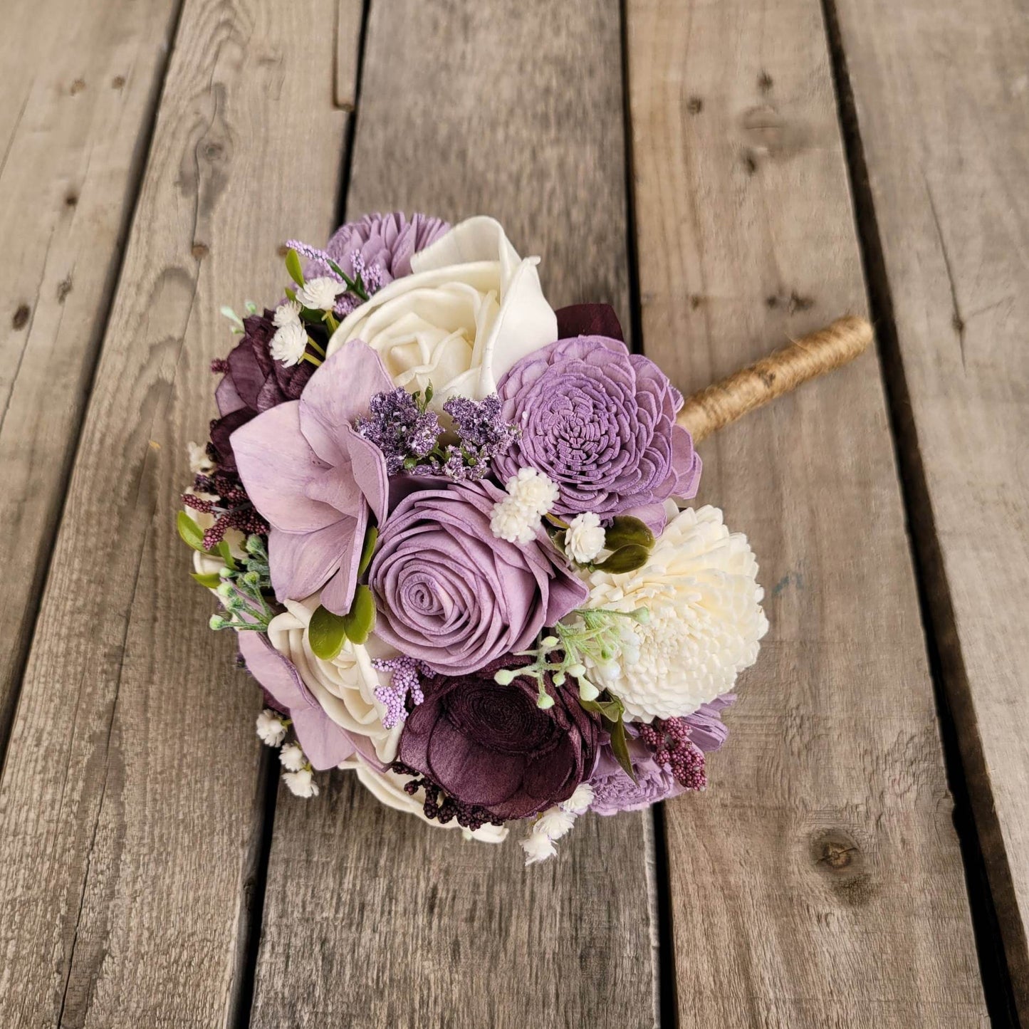 Plum Wood Flower Bouquet, Lavender Wedding Bouquets, Wood Bridal Bouquet, Wooden Flowers Bouquet, Bride Bouquet, Plum Wedding Flowers