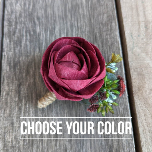 Wood Boutonniere, Wood Flower Boutonniere, Wooden Groom Boutonniere, Groomsmen Flowers, Wedding Flowers Groom & Groomsmen