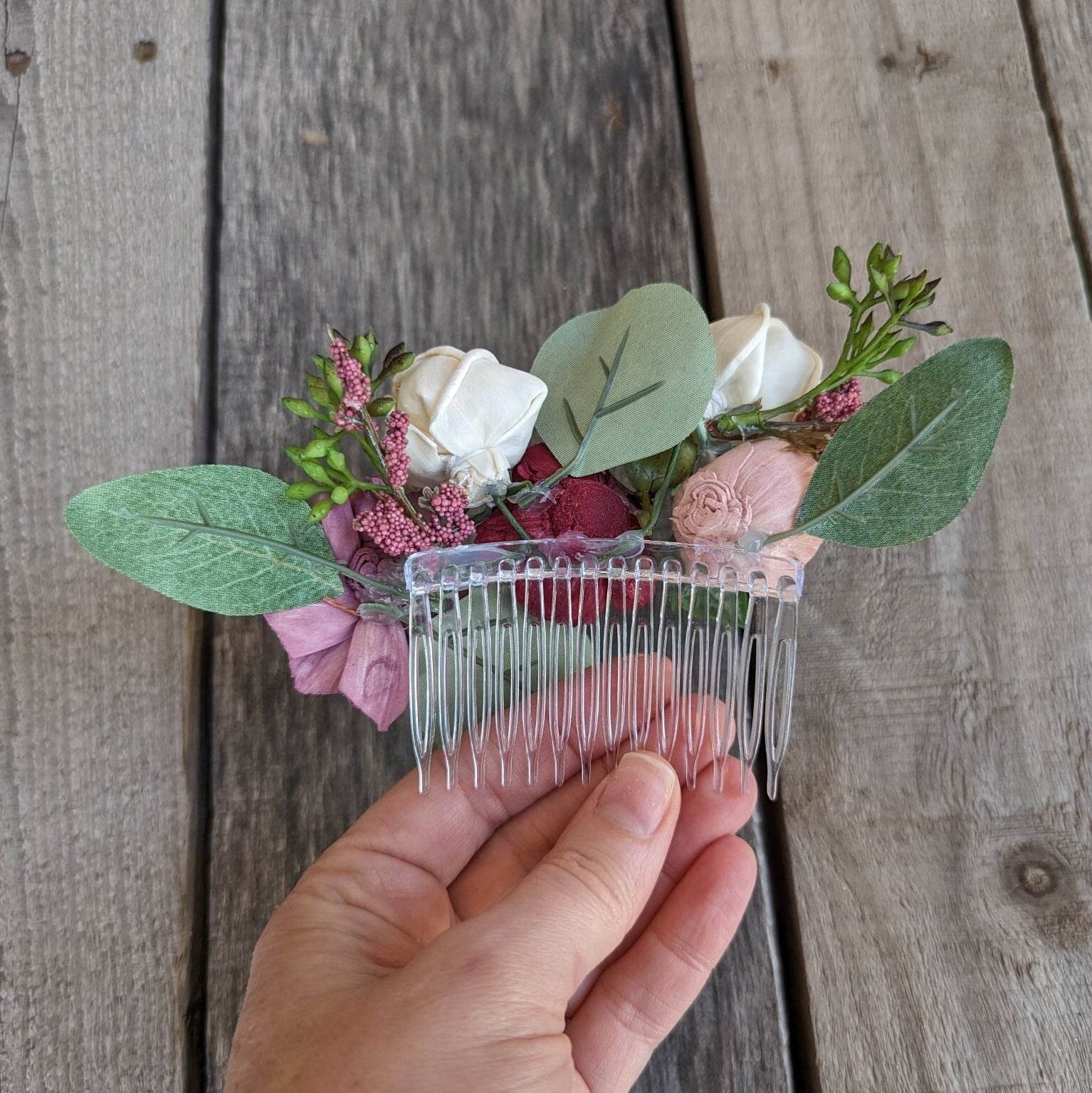Bridal Hair Comb, Wedding Hair Accessories, Wood Flower Hair Comb, Bridal Hair Piece, Flower Girl Hair Accessories, Wedding Hair Comb
