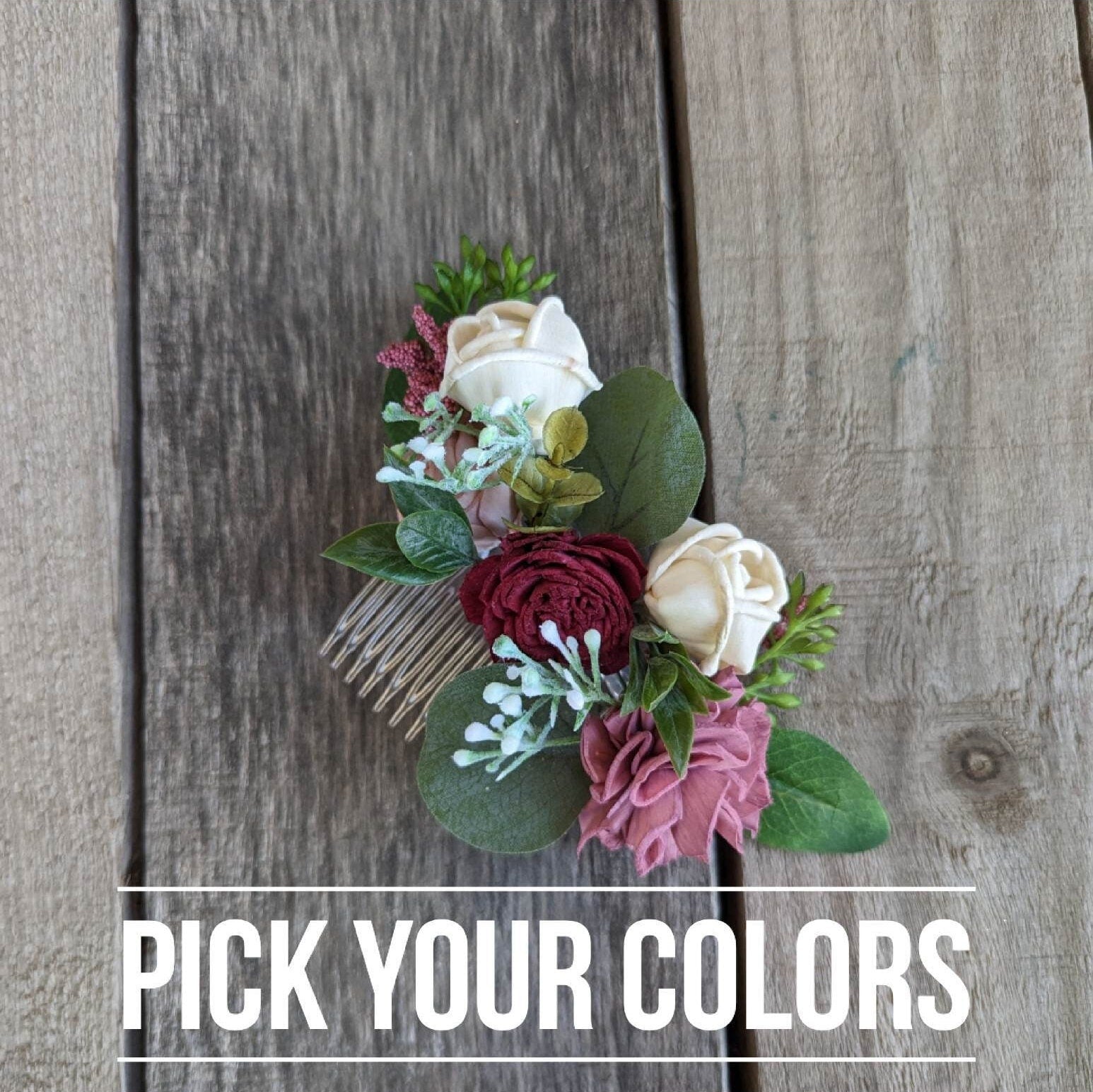 Bridal Hair Comb, Wedding Hair Accessories, Wood Flower Hair Comb, Bridal Hair Piece, Flower Girl Hair Accessories, Wedding Hair Comb