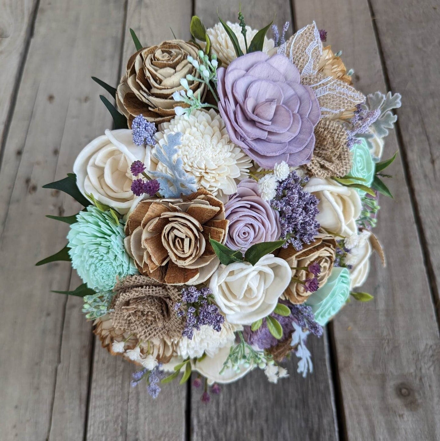 Wood Flower Bouquet, Burlap Bouquet, Lavender Wedding Bouquet, Wooden Bridal Bouquet, Wood Wedding Flowers, Wood Bouquet, Rustic Wedding